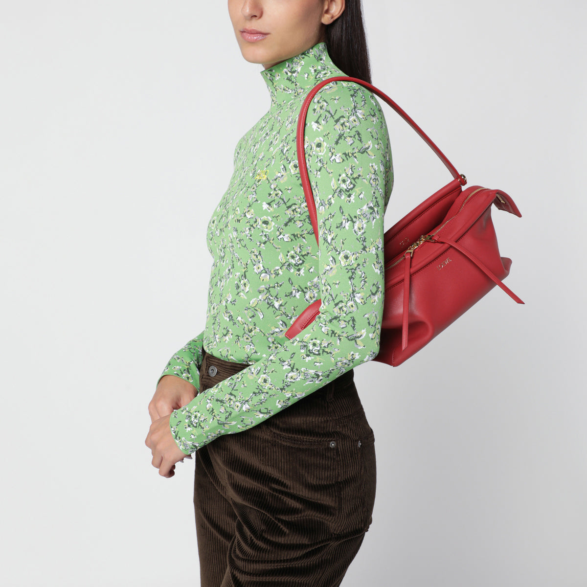 Borsa Whisker piccola rosso carminio in pelle