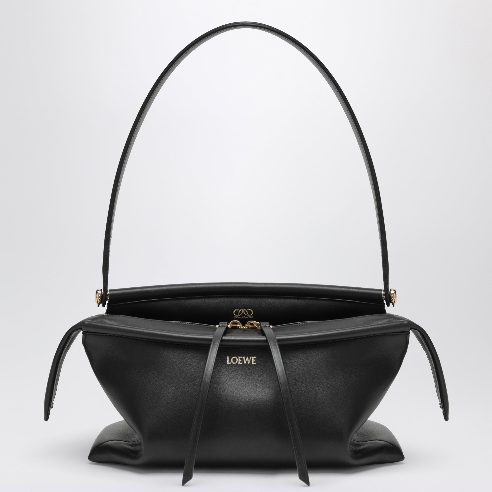 Borsa Whisker piccola nera in pelle di vitello