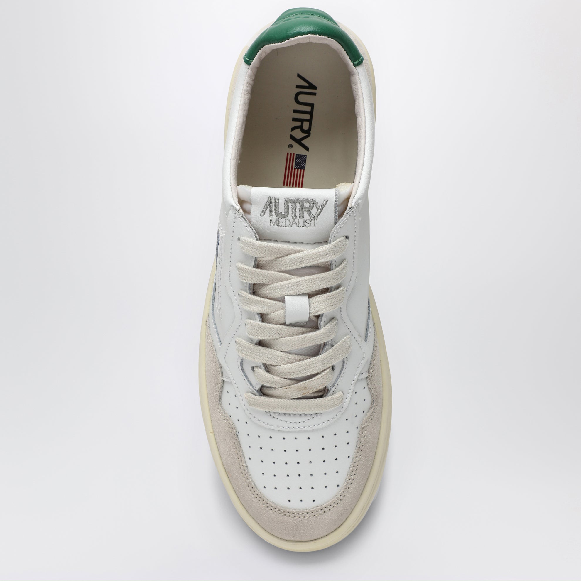 Basket Medalist en cuir et daim blanche/vert