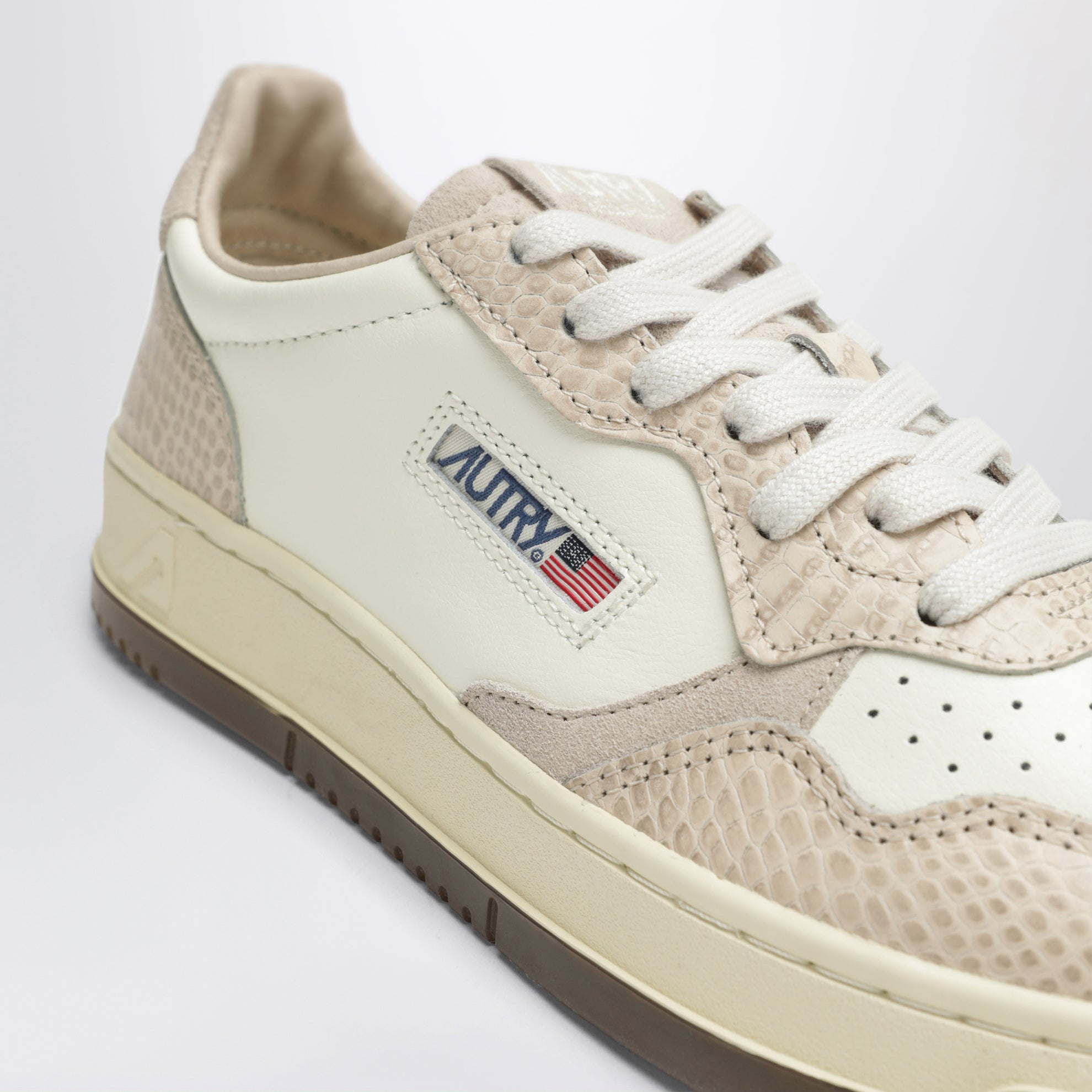 Medalist Low sneakers in Marshmallow/Ivory with python-effect inserts