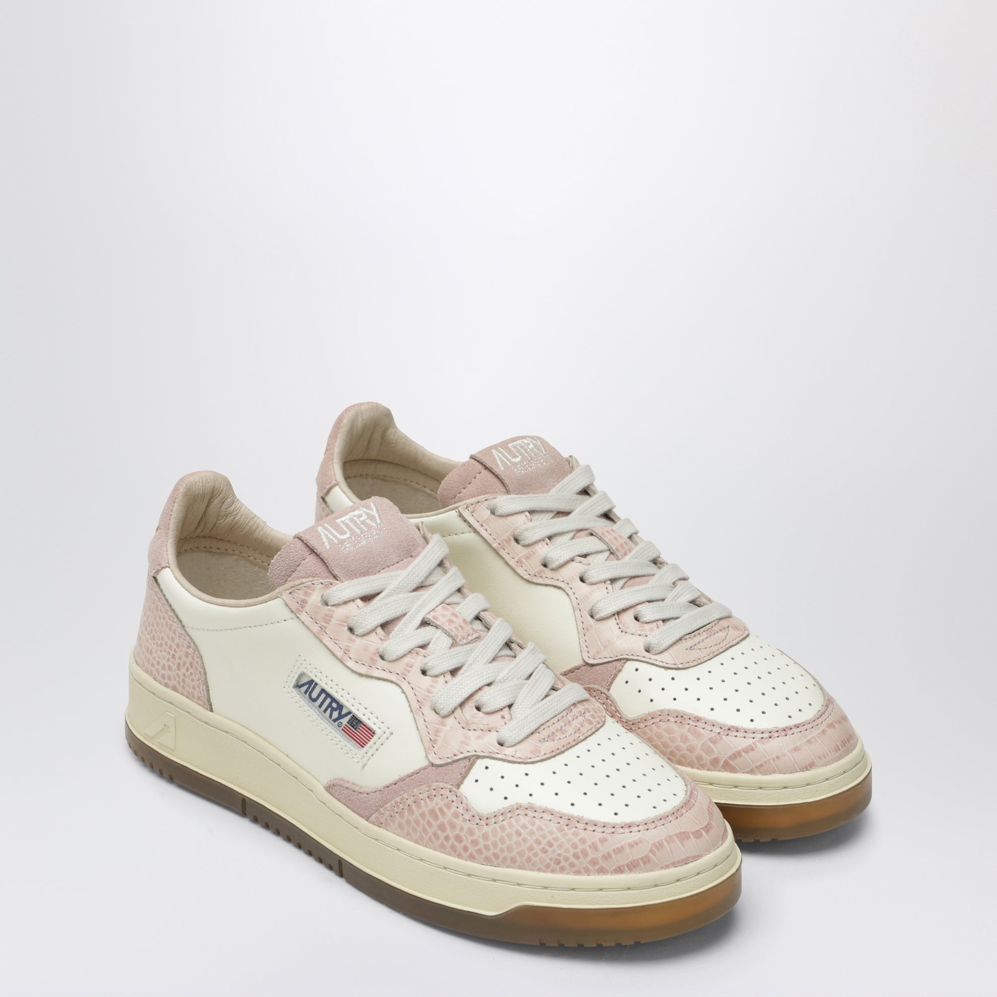 Sneakers Medalist Low bianca/rosa con inserti effetto cocco