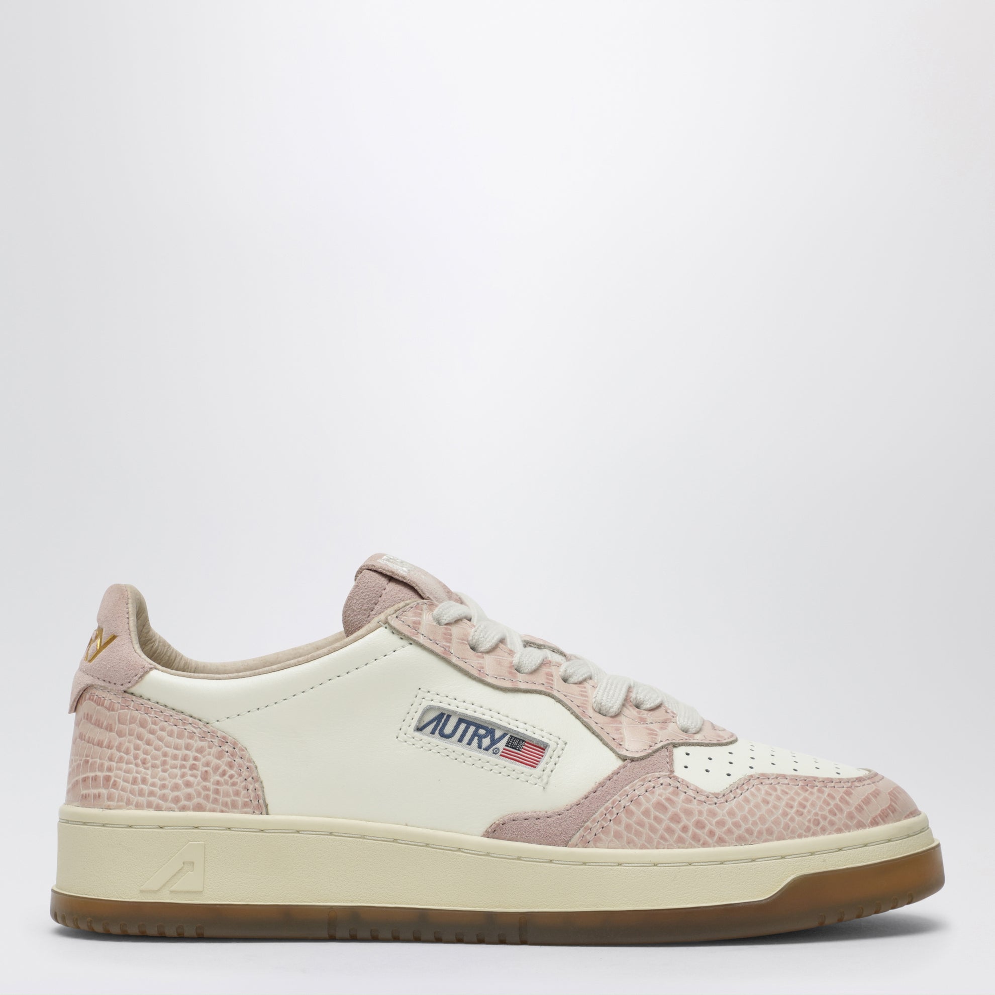 Sneakers Medalist Low bianca/rosa con inserti effetto cocco