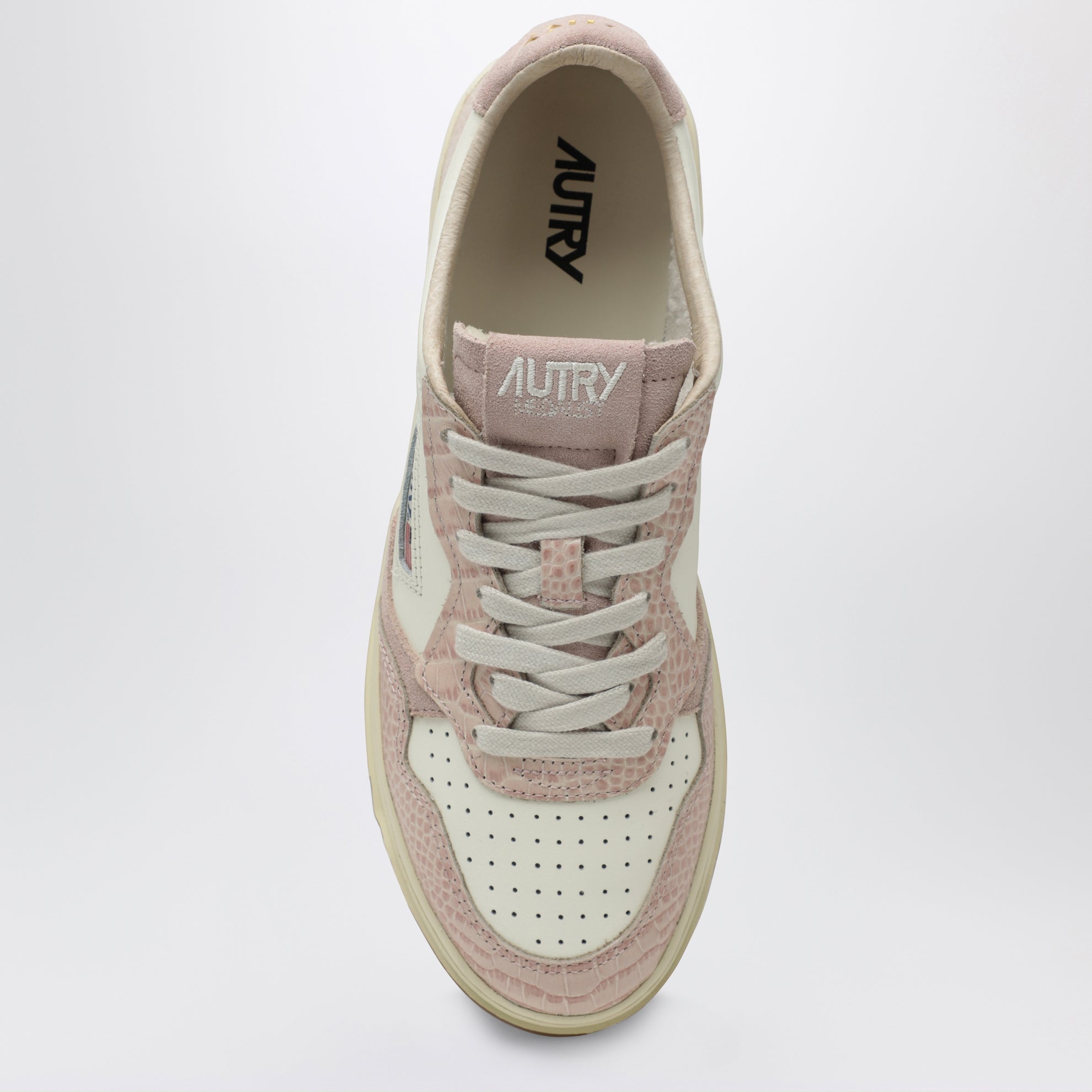 Sneakers Medalist Low bianca/rosa con inserti effetto cocco