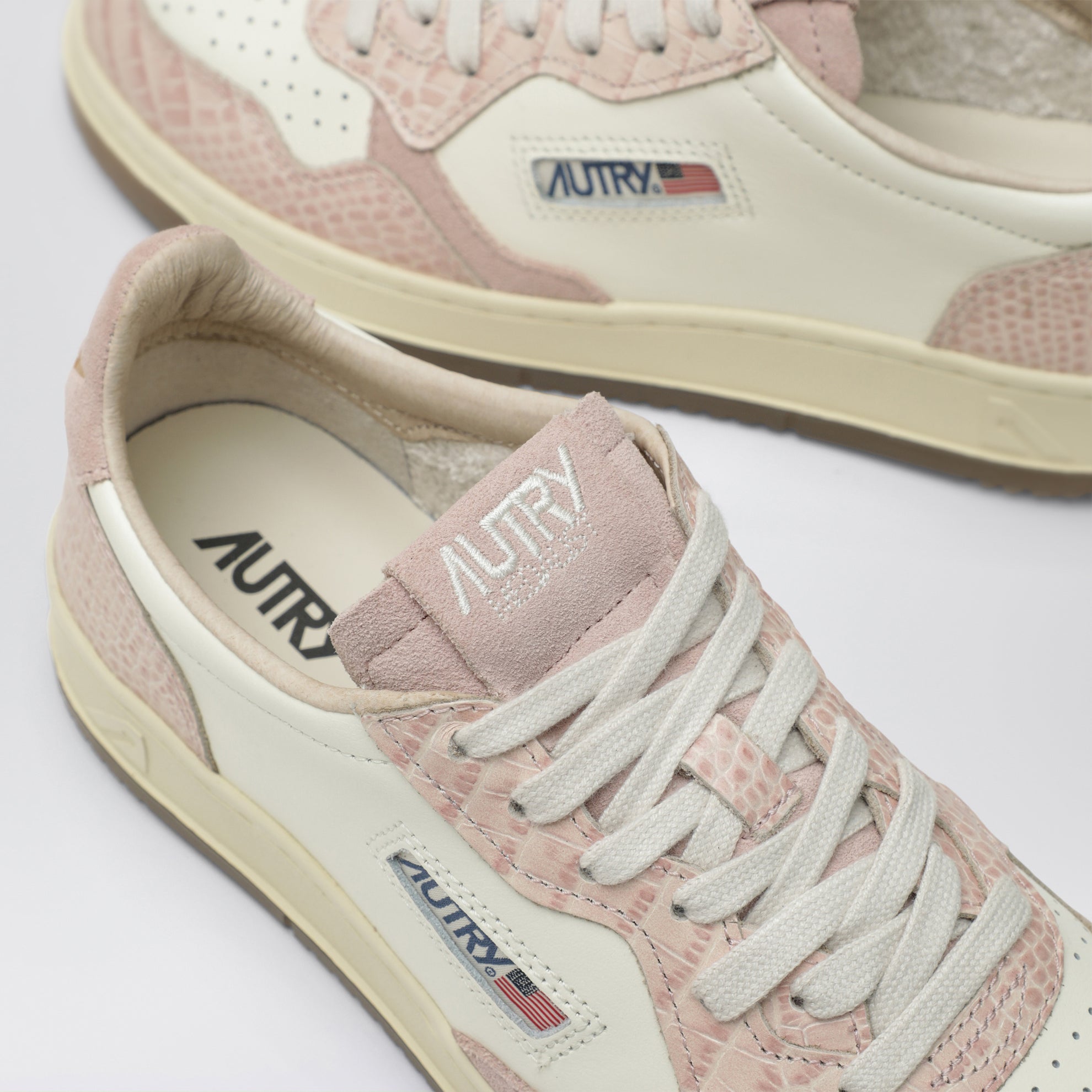 Sneakers Medalist Low bianca/rosa con inserti effetto cocco