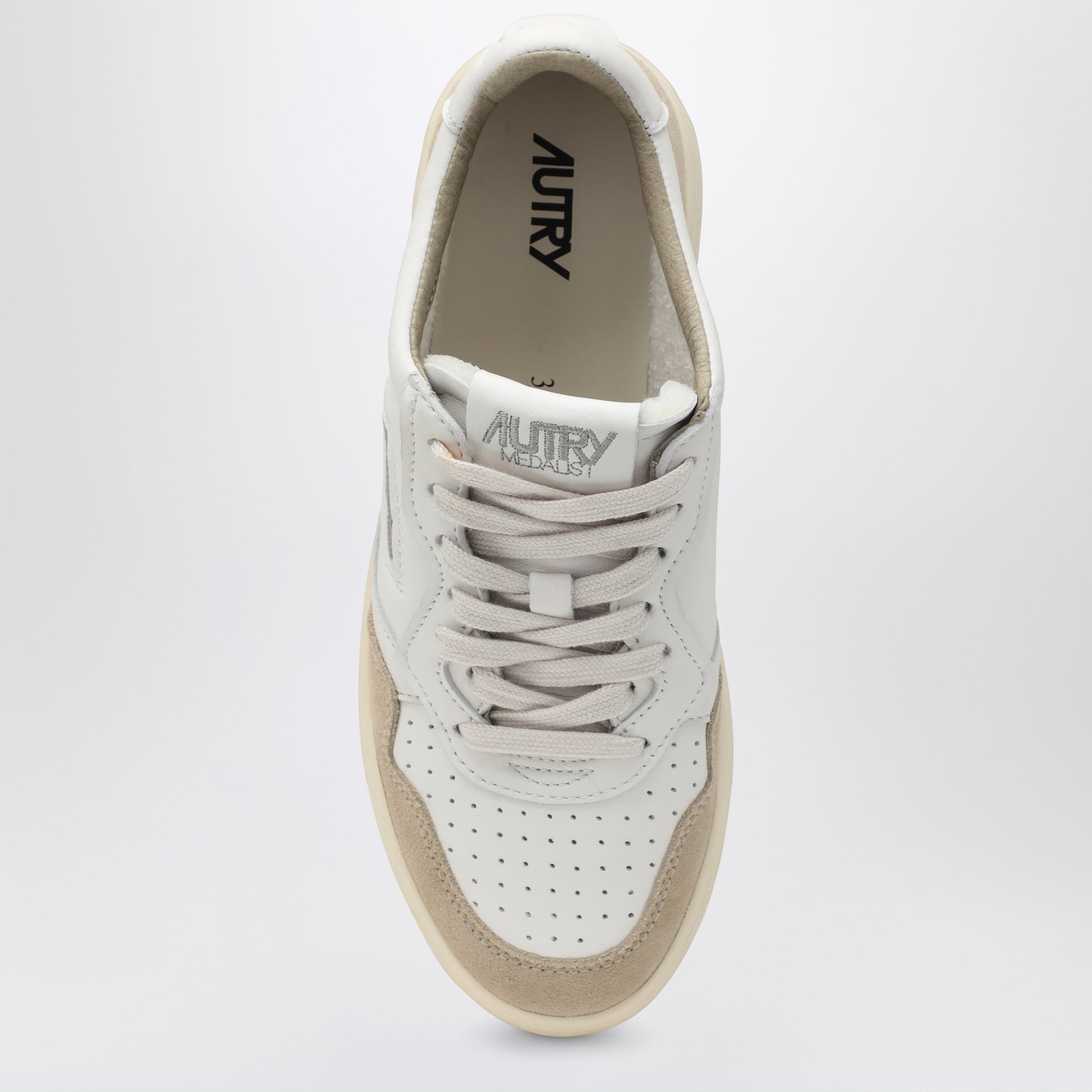 Medalist Low sneakers in white leather and beige suede