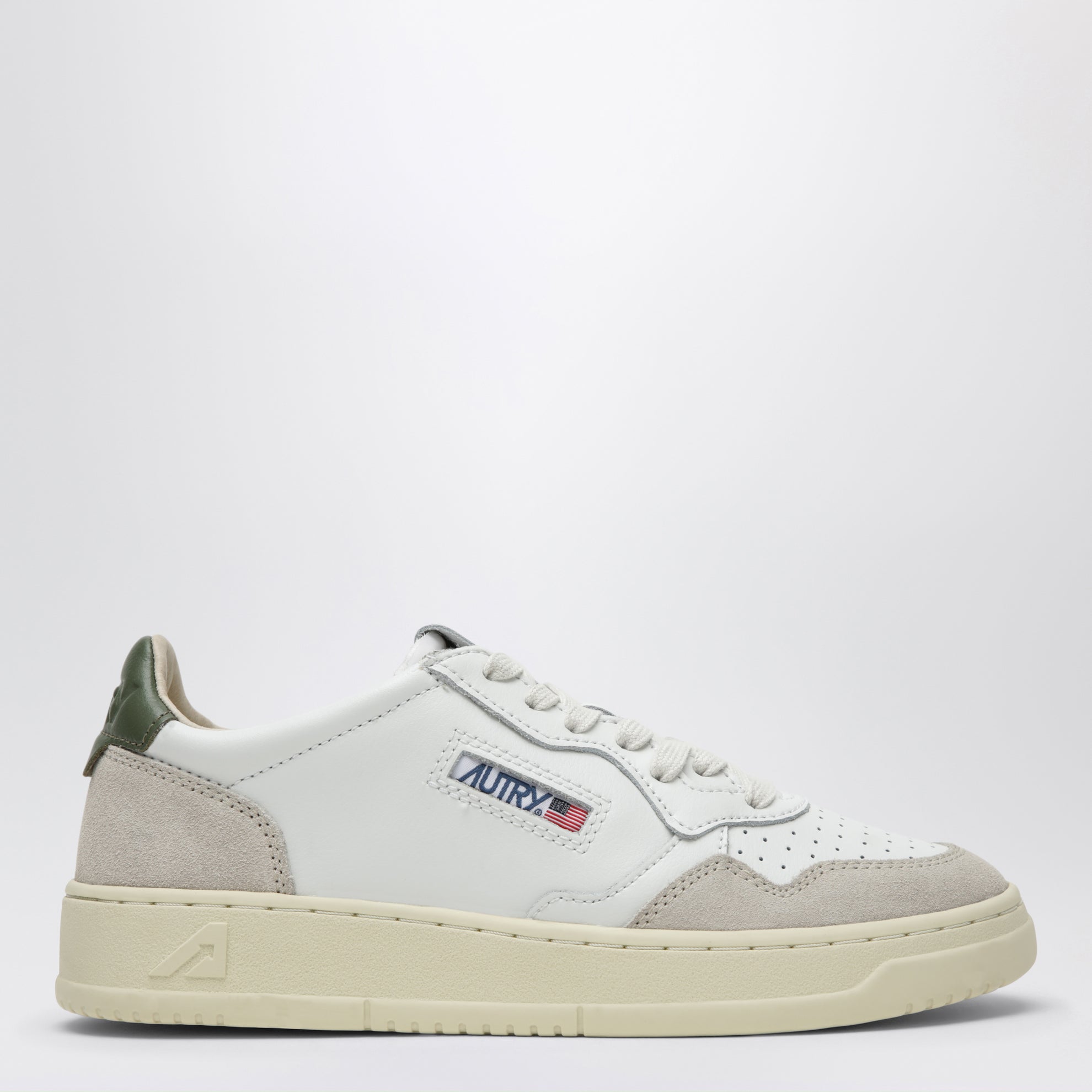 Sneakers Medalist Low en cuir et daim blanc/vert