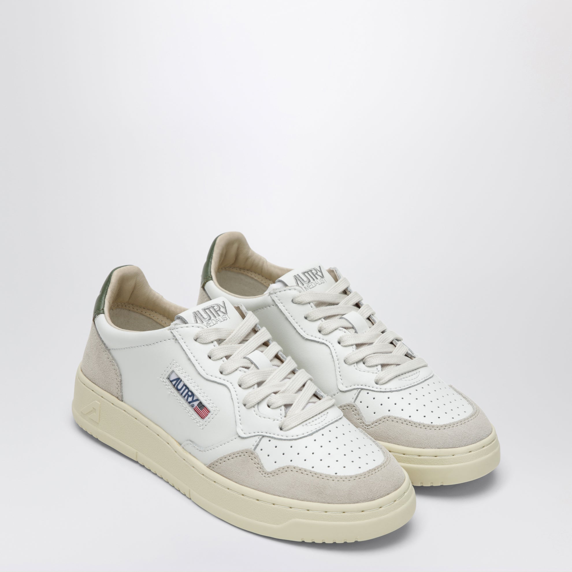 Sneakers Medalist Low en cuir et daim blanc/vert