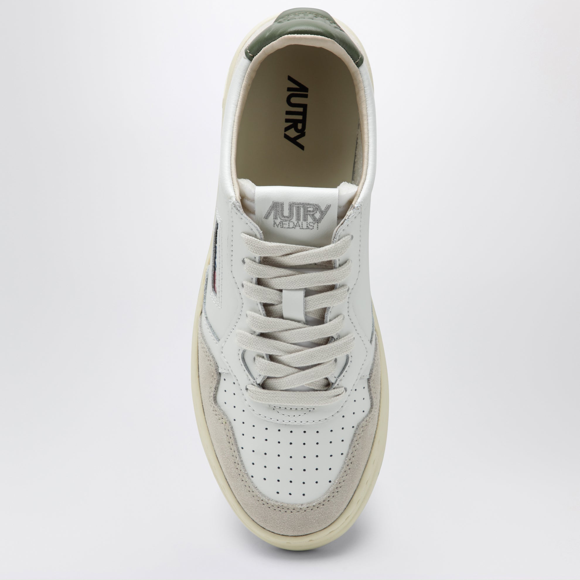 Sneakers Medalist Low en cuir et daim blanc/vert