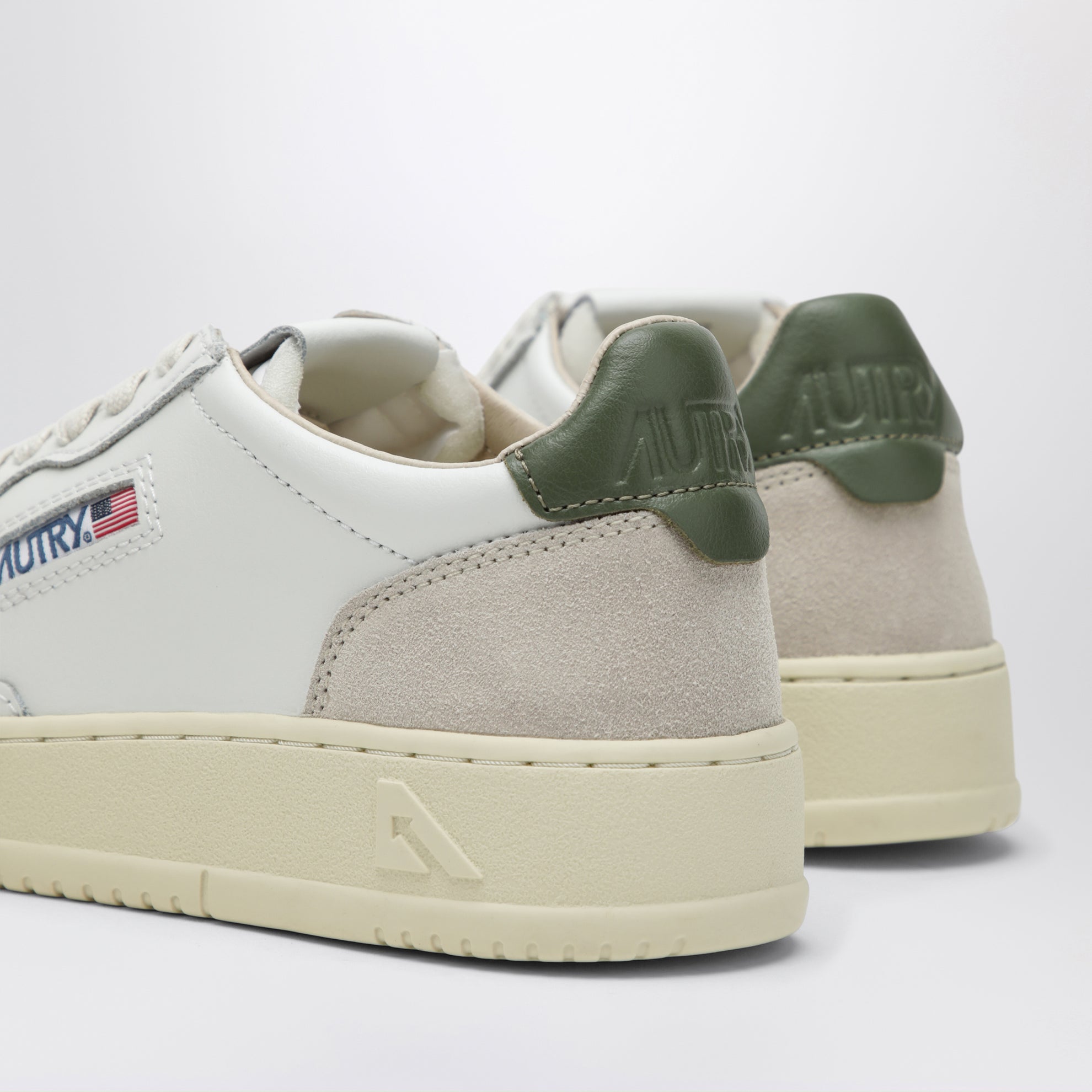 Sneakers Medalist Low en cuir et daim blanc/vert