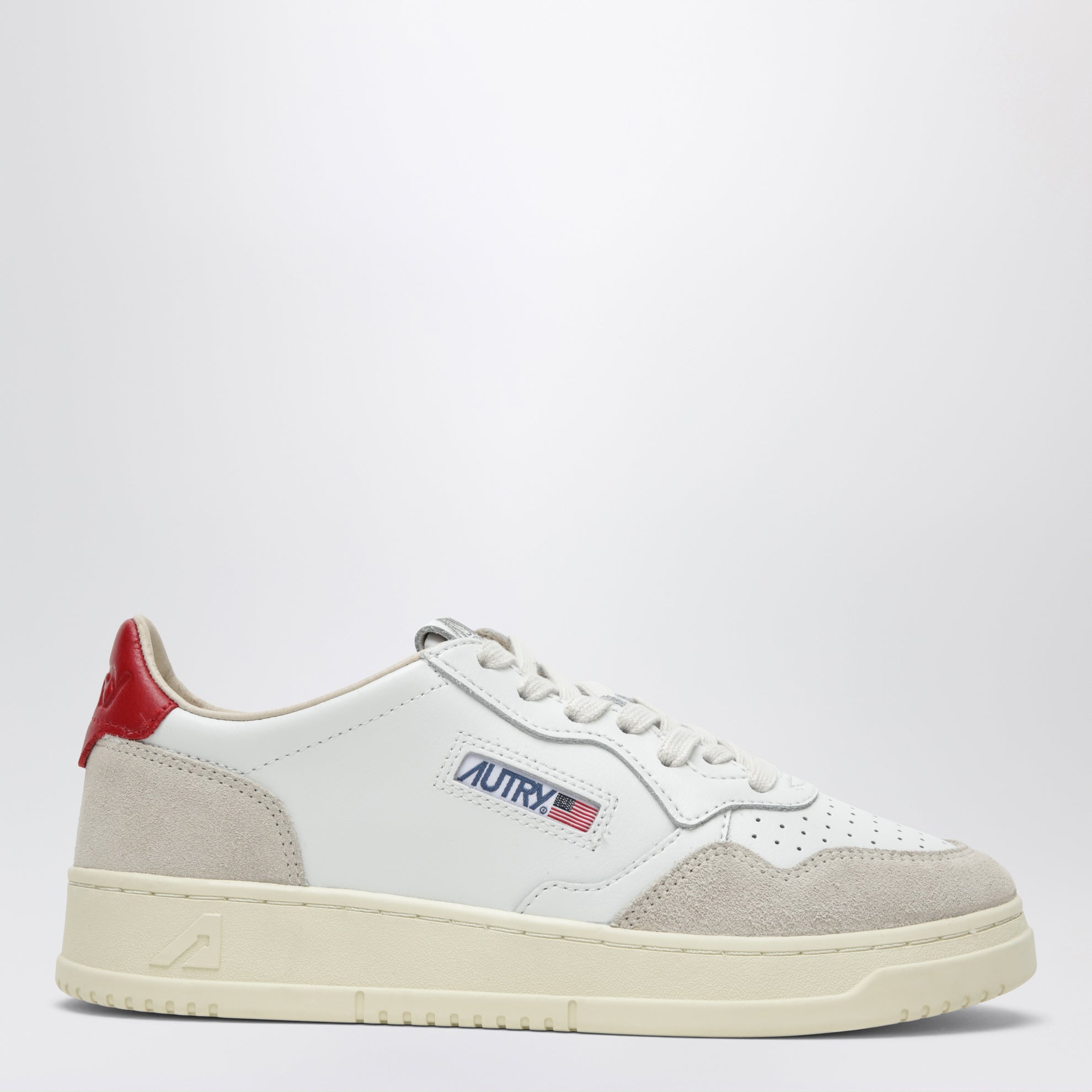 Medalist Low sneakers in white/red leather and suede