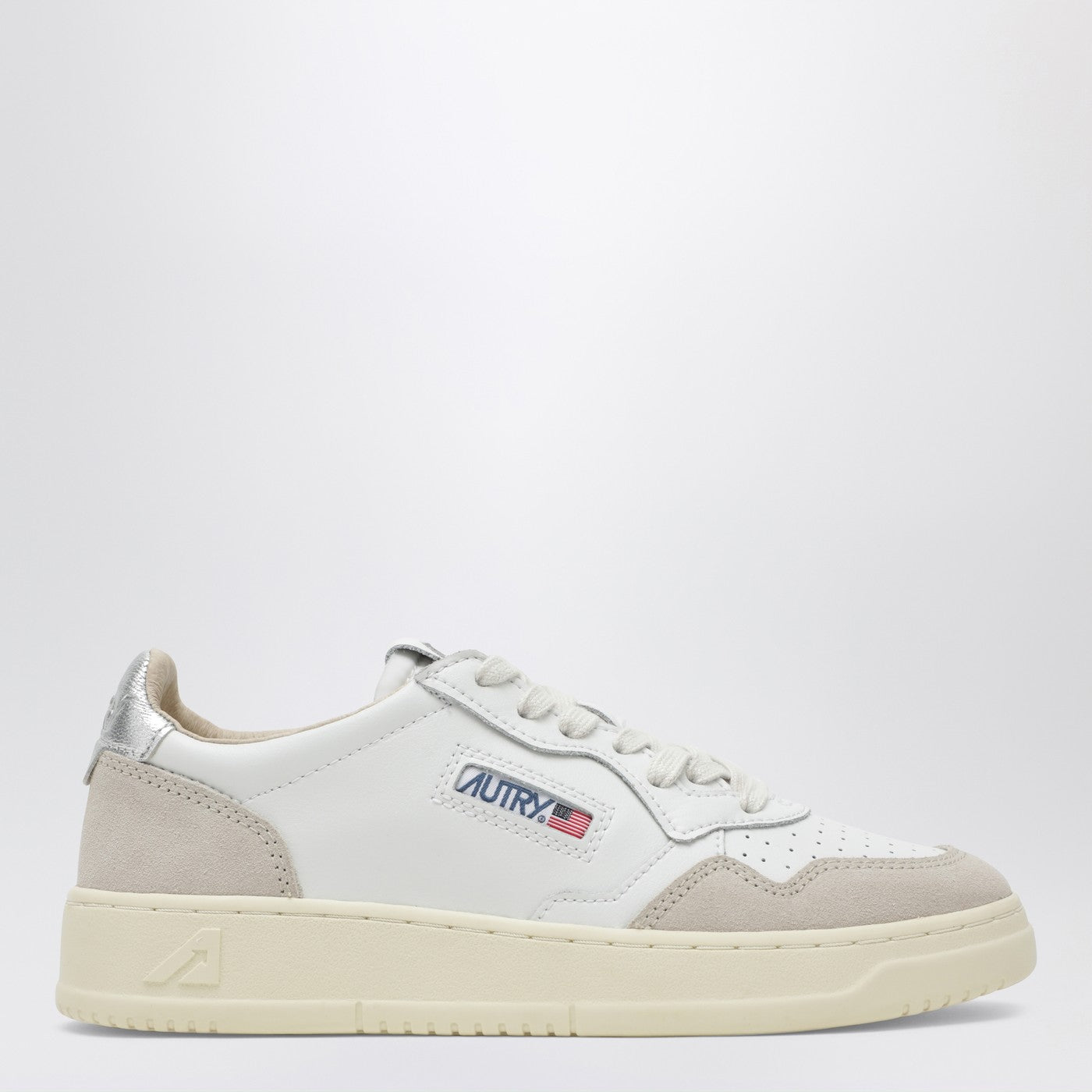 Sneakers Medalist Low in pelle e suede bianca/argento