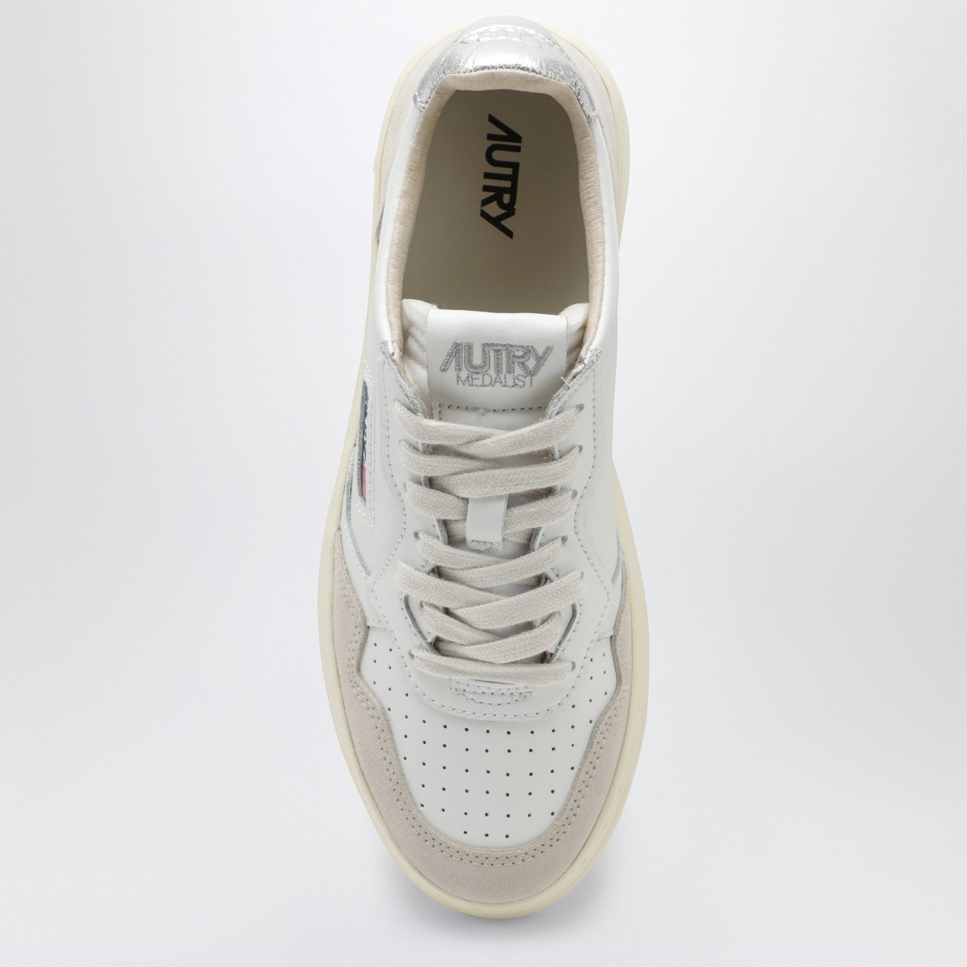 Sneakers Medalist Low in pelle e suede bianca/argento