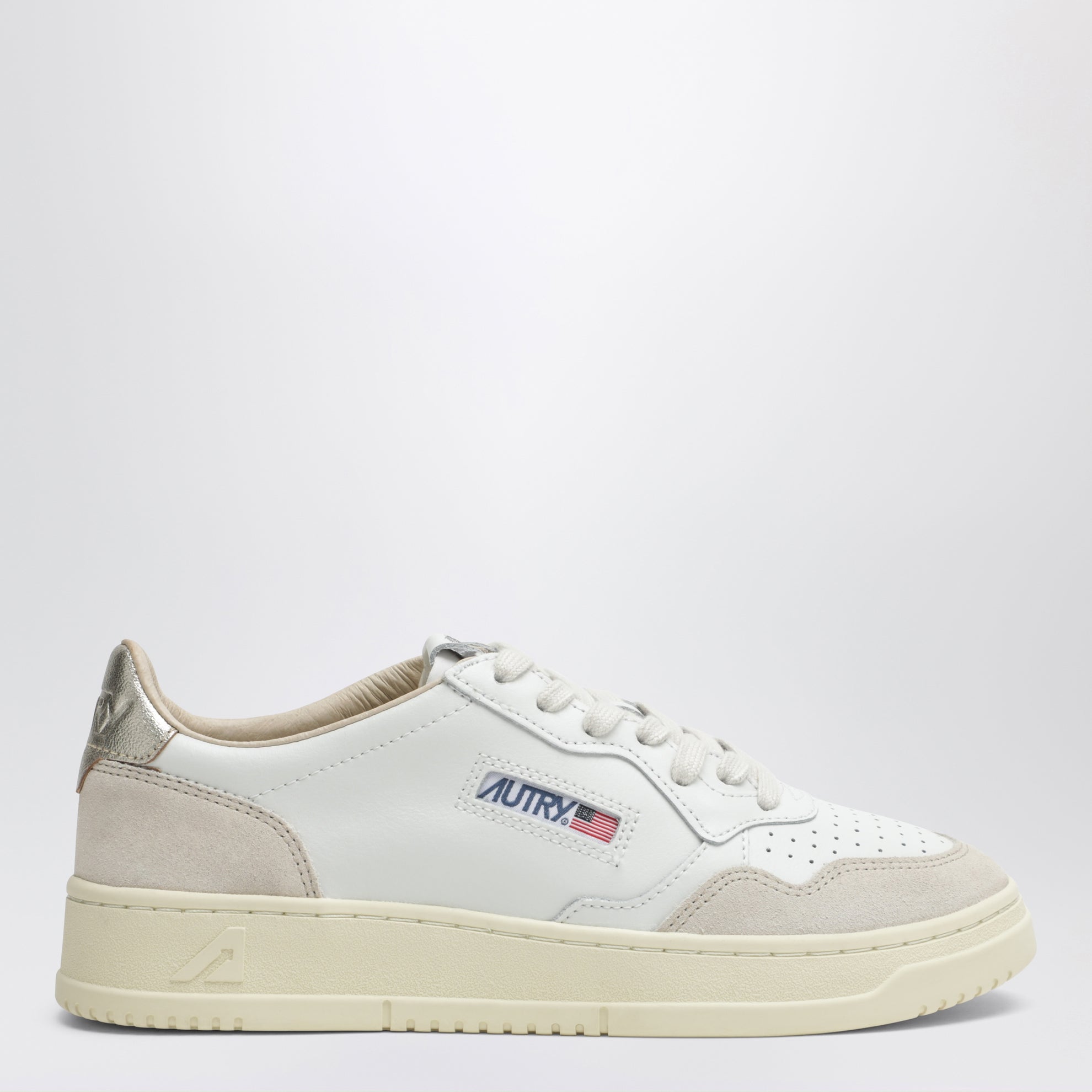 Medalist Low sneakers in white leather and gold suede
