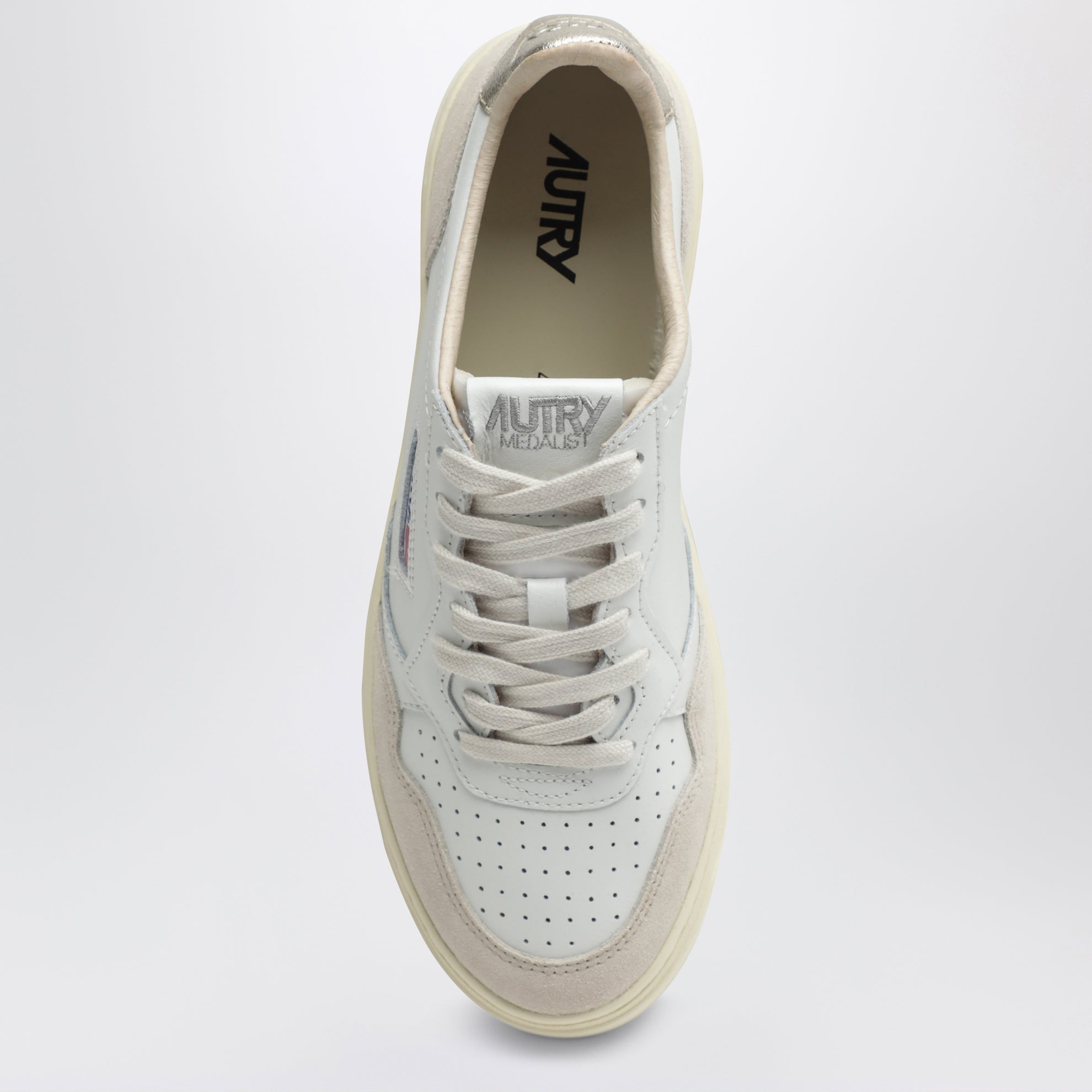 Medalist Low sneakers in white leather and gold suede
