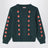 Maglione verde scuro in cotone con funghetti ricamati