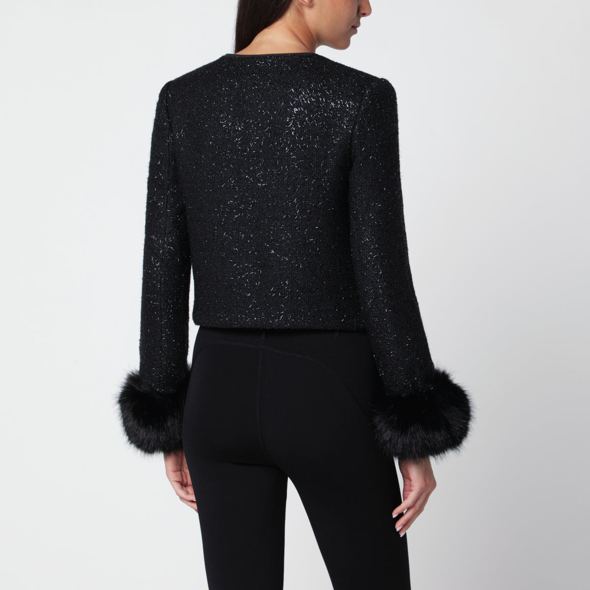 Black metallic bouclé jacket