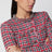 Rote, karierte Strickjacke mit Fransen