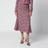 Red checked midi skirt in cotton and wool