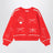 Rote Strickjacke mit Rundhalsausschnitt aus Wolle