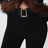 Leggings con staffa neri in maglia