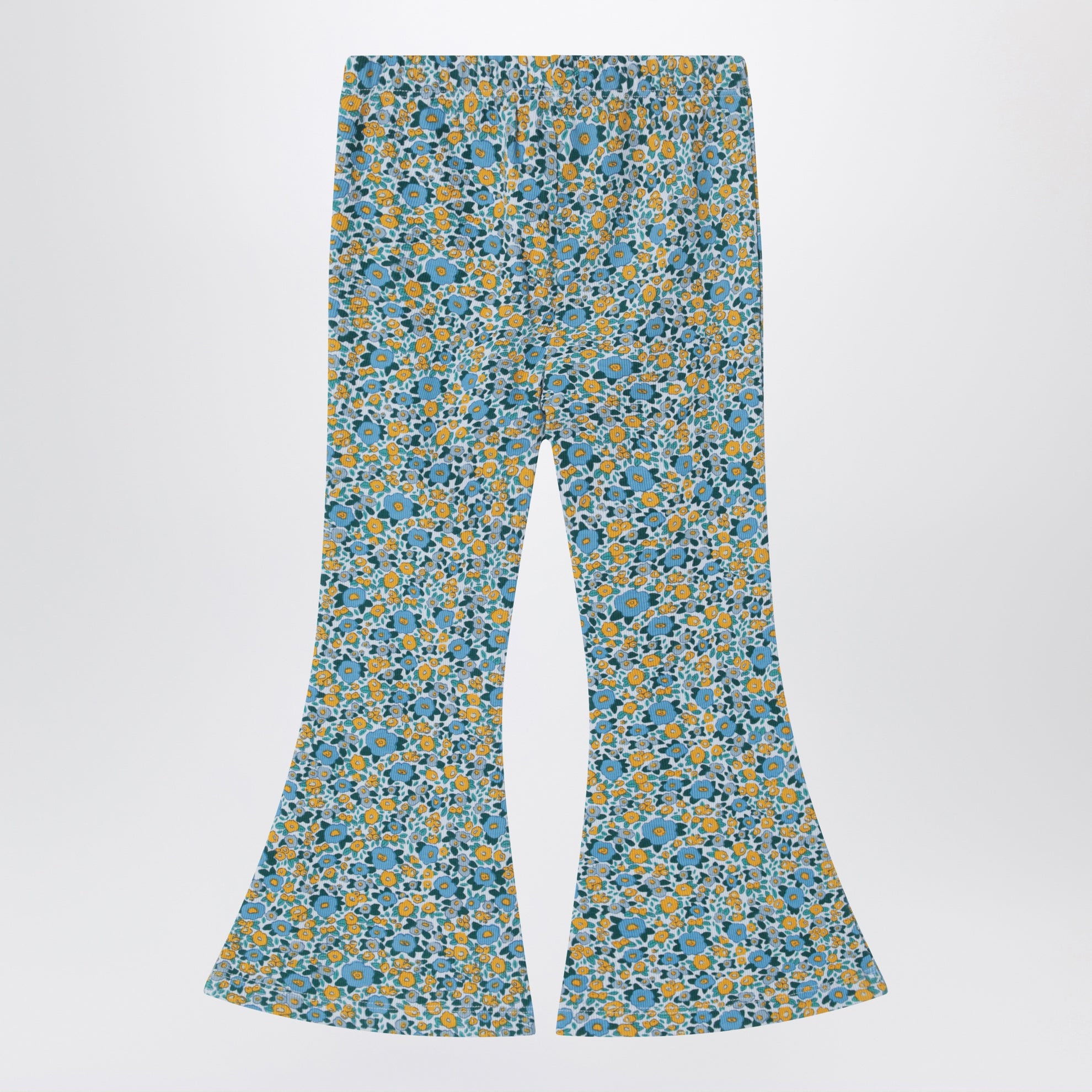 Pantaloni azzurri con stampa floreale in cotone