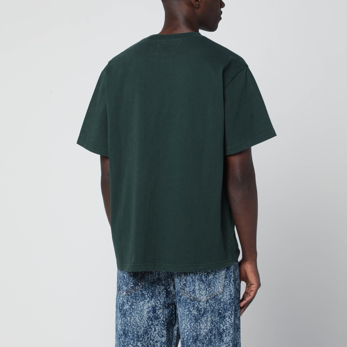 T-shirt girocollo verde con logo