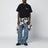 T-shirt nera in cotone con logo