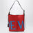 Borsa a secchiello Bilbao grande in pelle rossa/blu