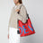 Borsa a secchiello Bilbao grande in pelle rossa/blu