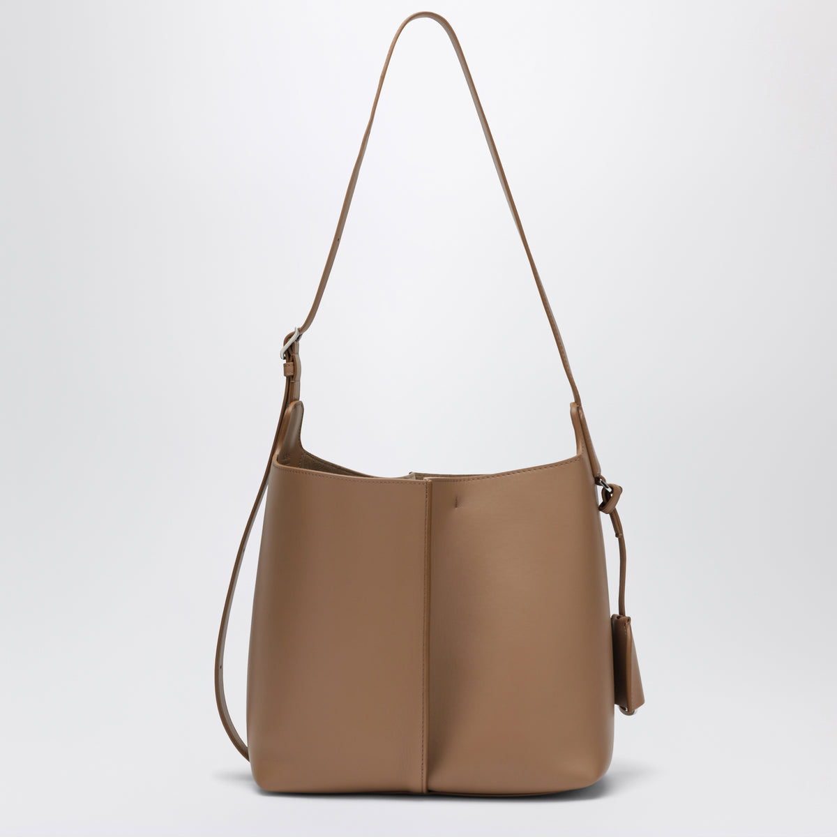 Borsa a secchiello Bilbao media in pelle di vitello liscia beige