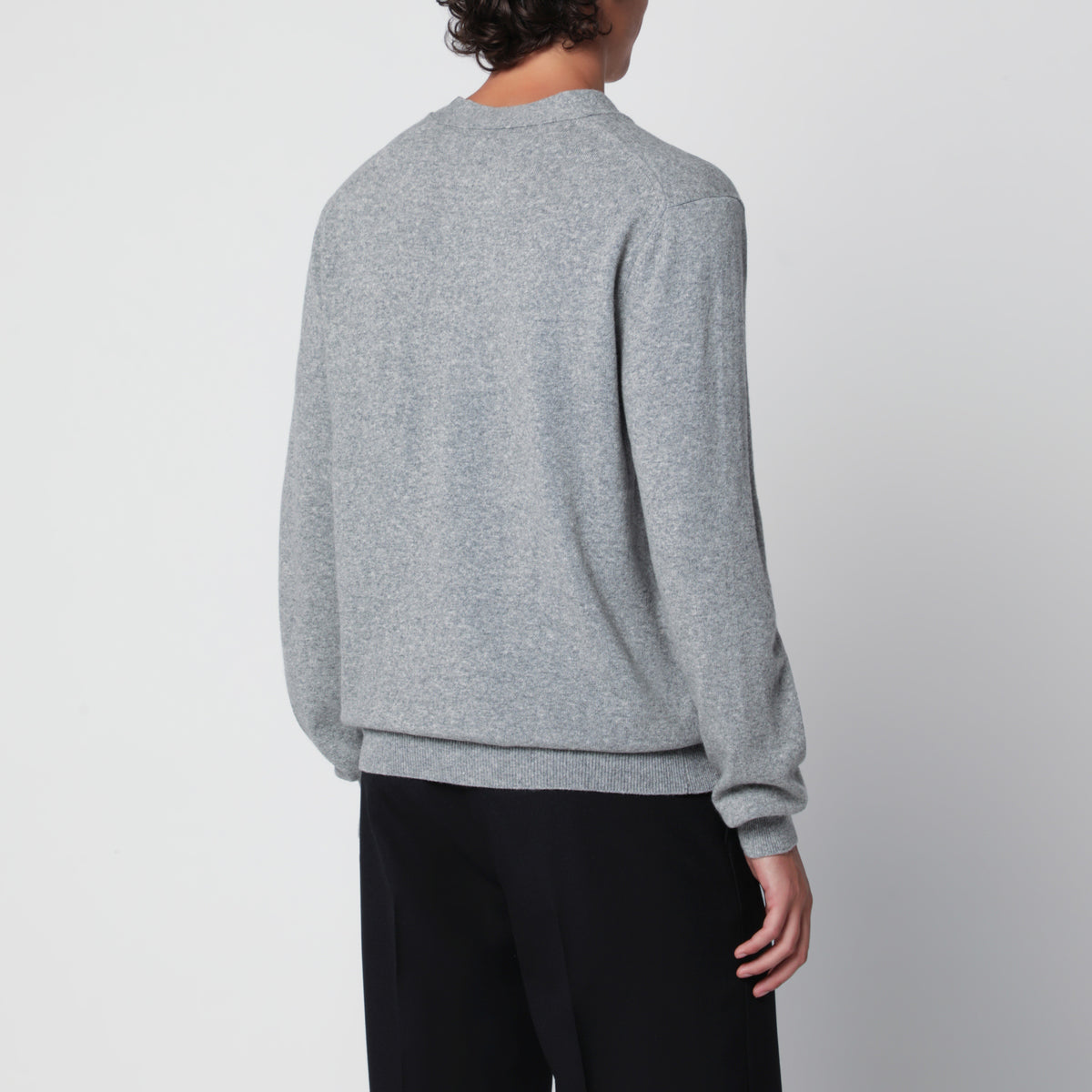 Light Grey Wool Cardigan with Heart Patch