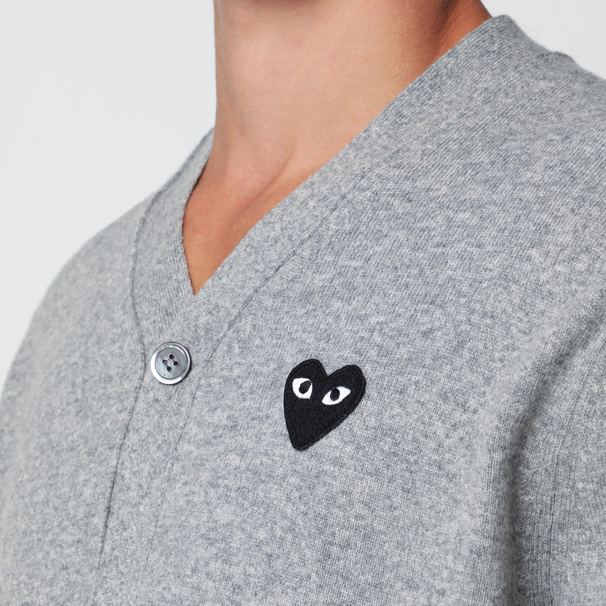 Light Grey Wool Cardigan with Heart Patch