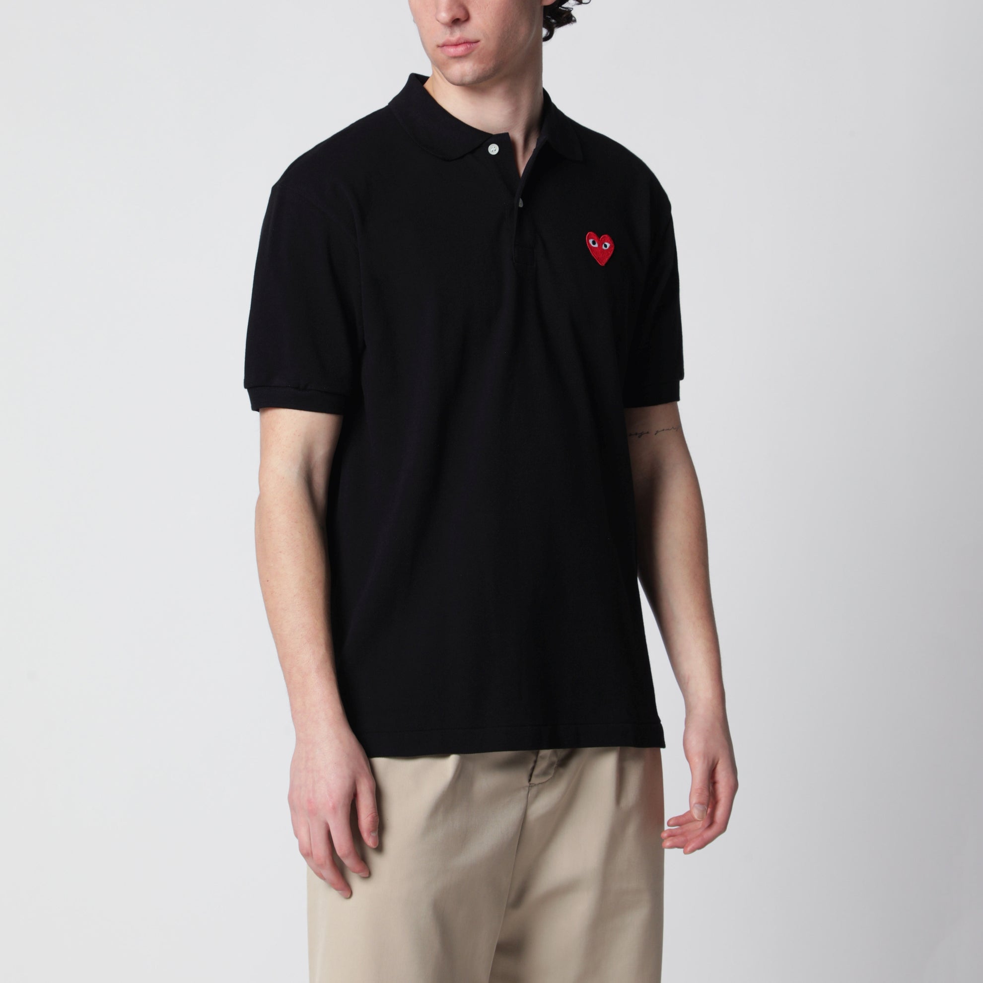 Polo Red Heart en coton noir