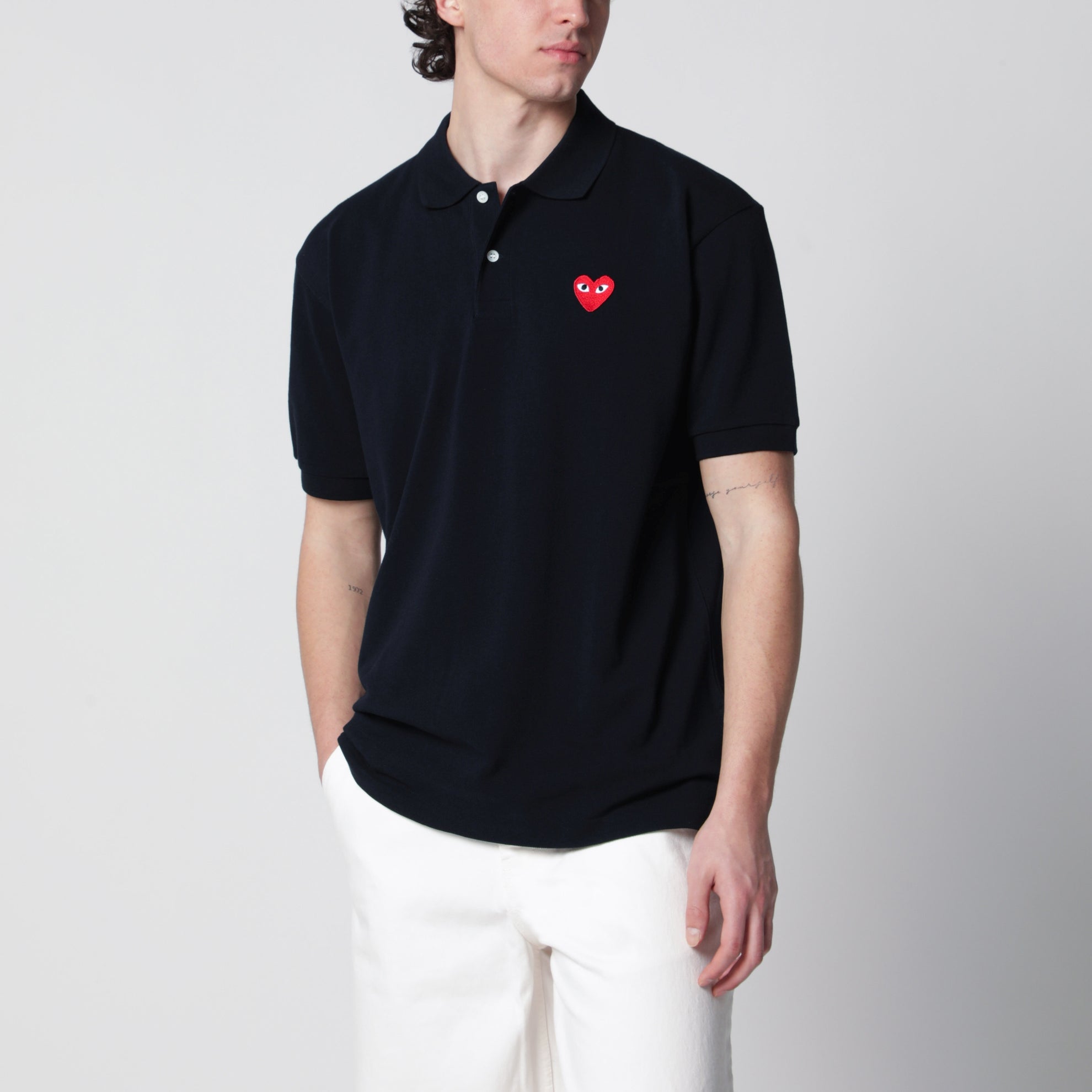 Polo Red Heart en coton bleu marine