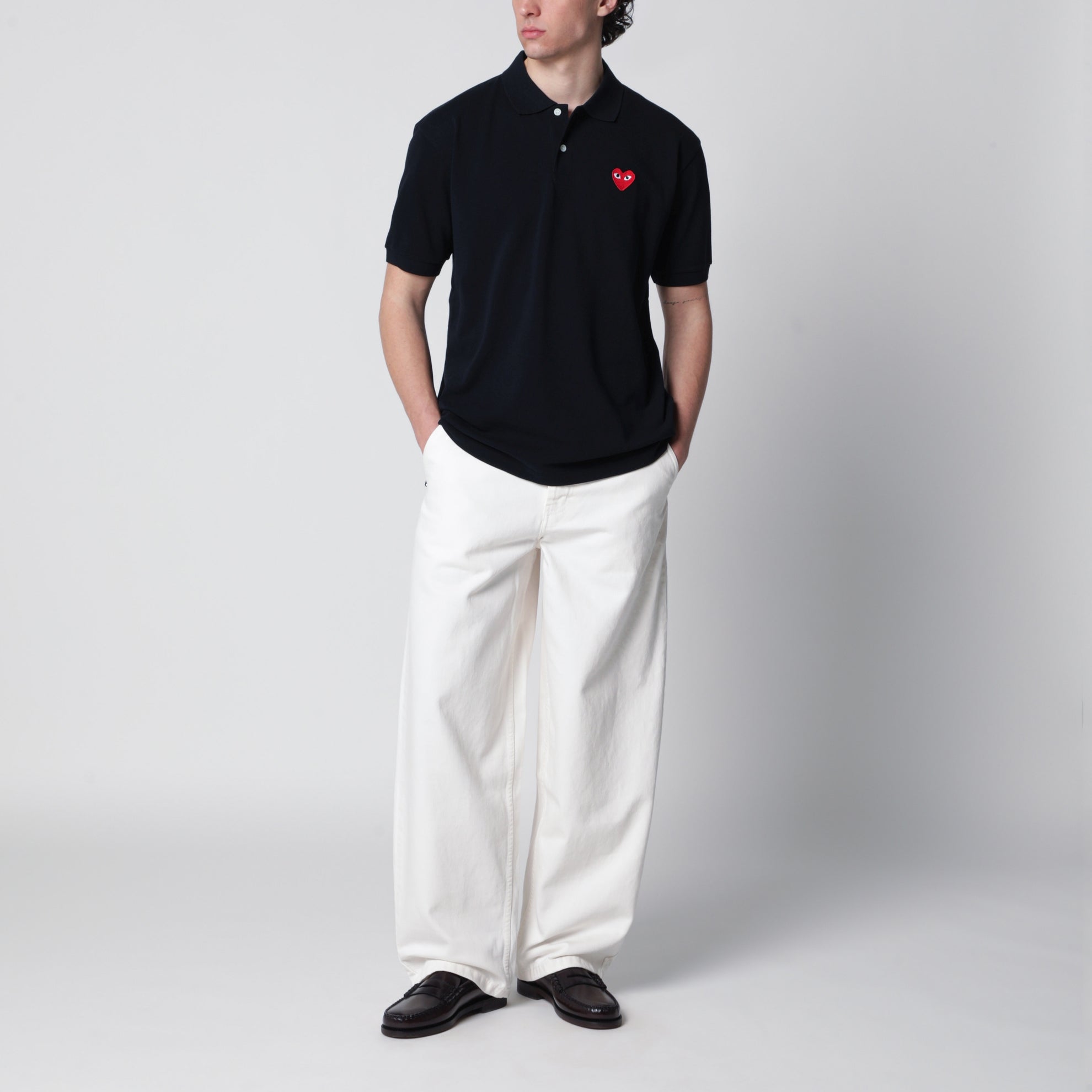 Polo Red Heart en coton bleu marine