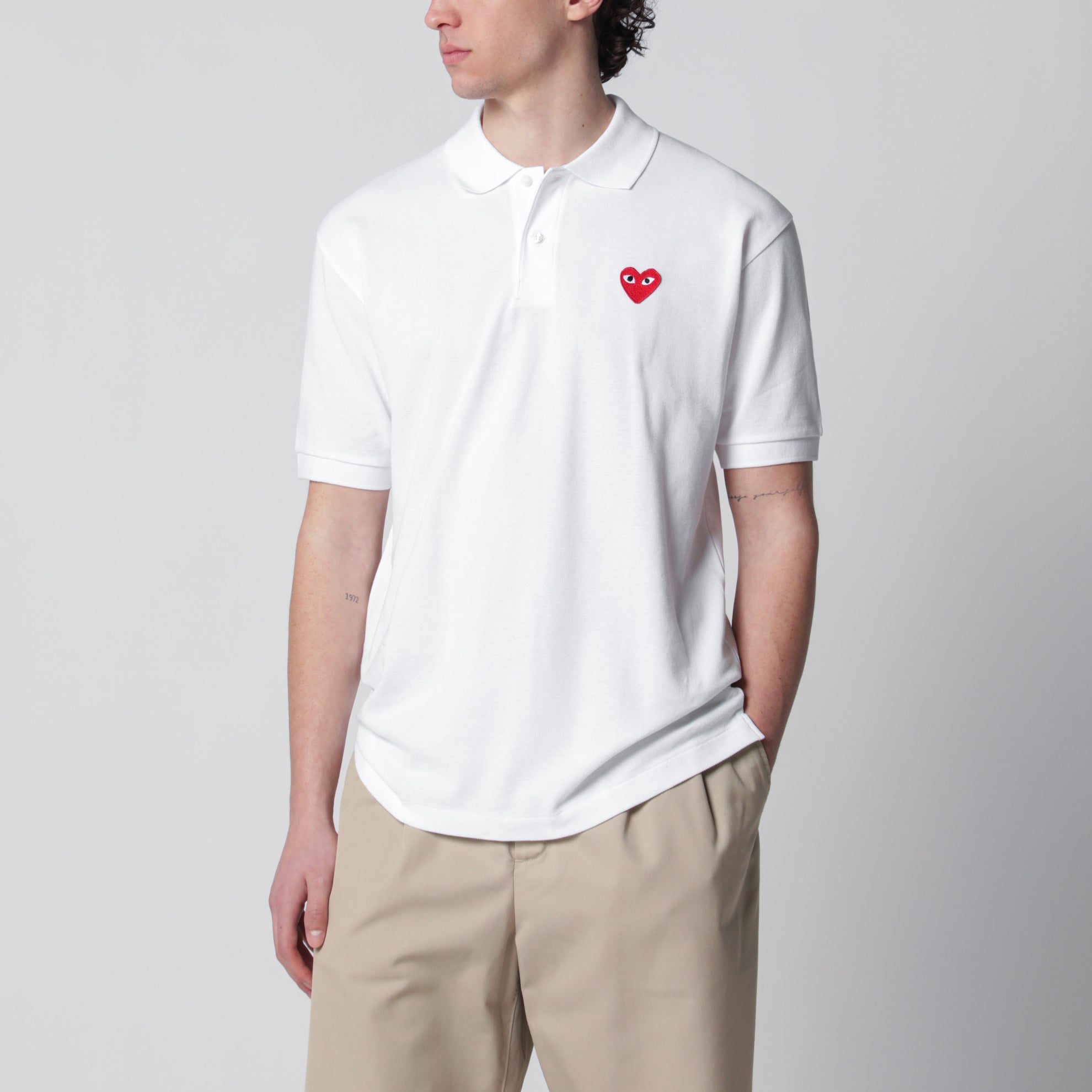 Polo Red Heart en coton blanc