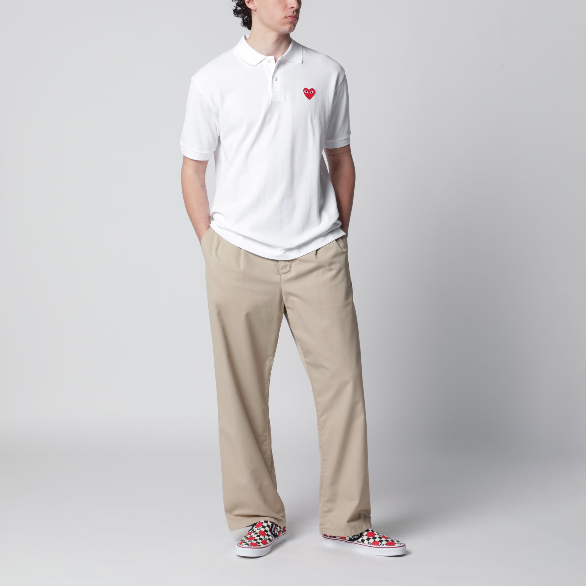Polo Red Heart en coton blanc