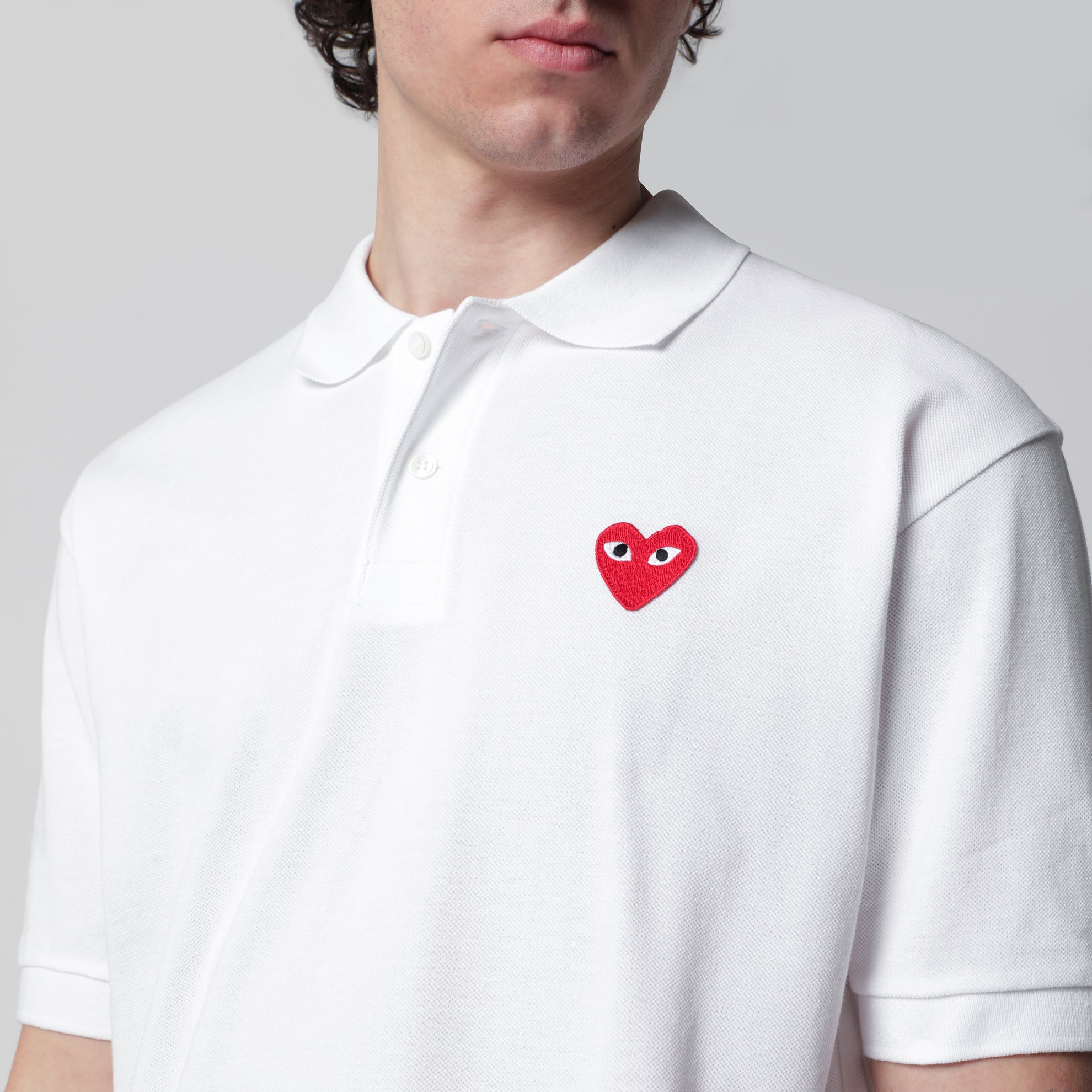 Polo Red Heart en coton blanc