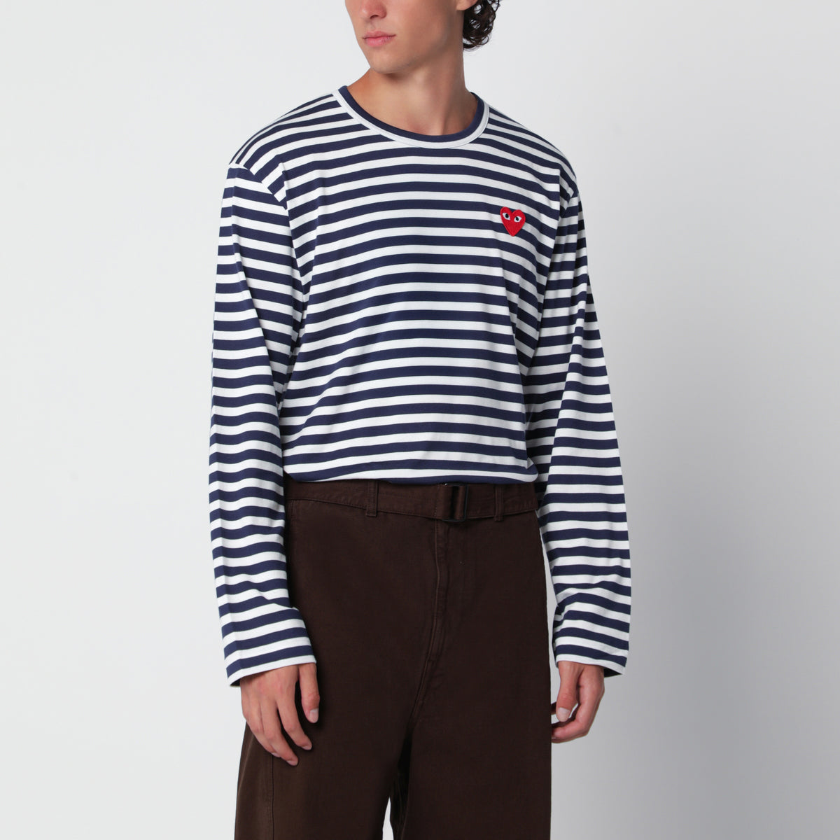 T-shirt a righe navy in cotone