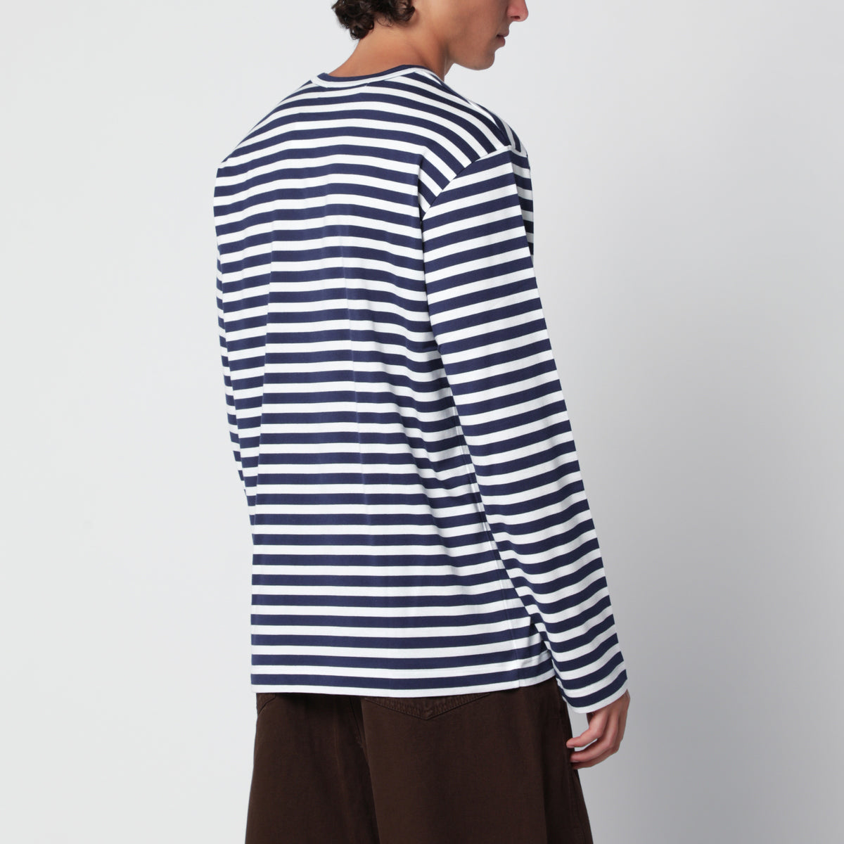 T-shirt a righe navy in cotone