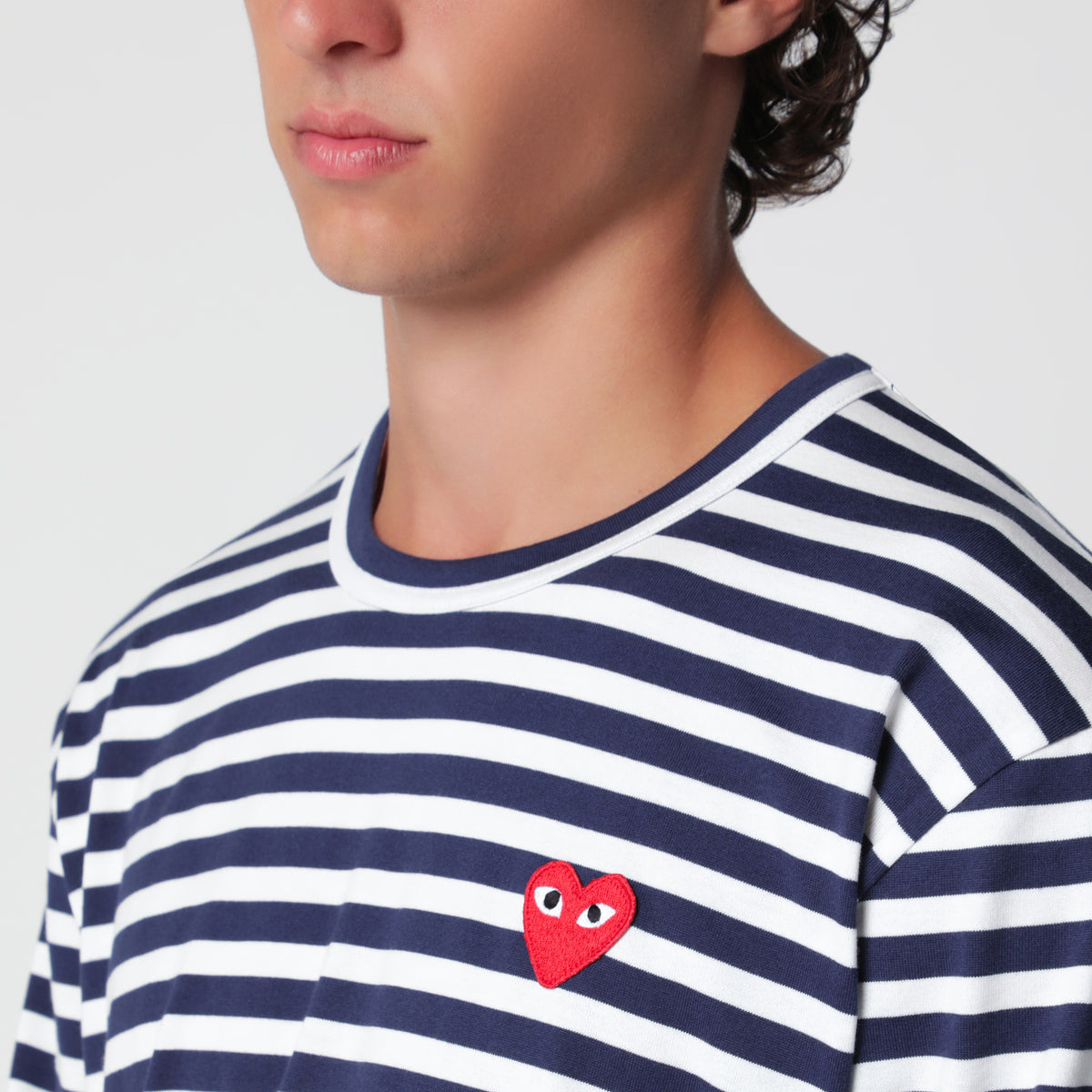 T-shirt a righe navy in cotone