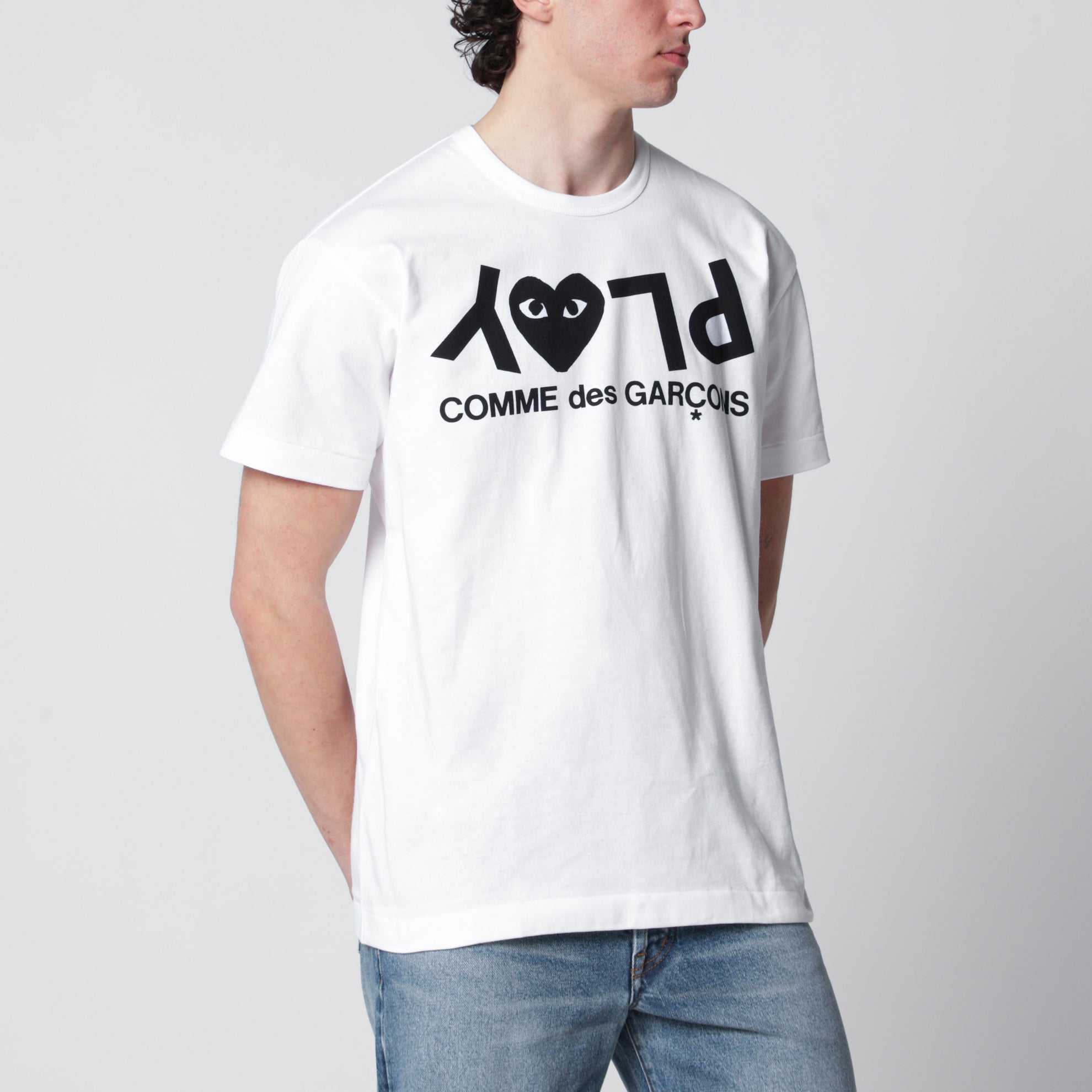 Weißes Baumwoll-T-Shirt mit Logoprint