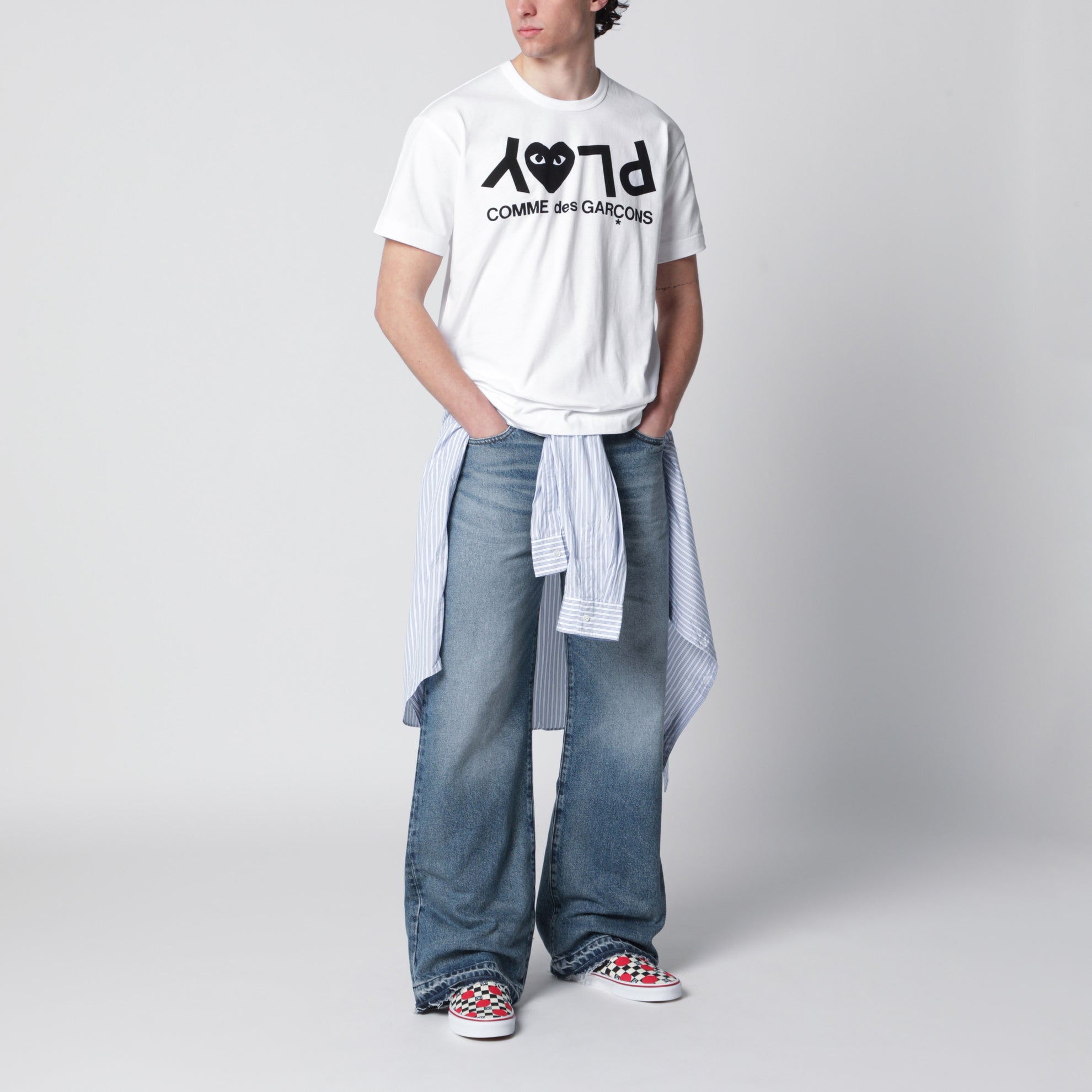 Weißes Baumwoll-T-Shirt mit Logoprint