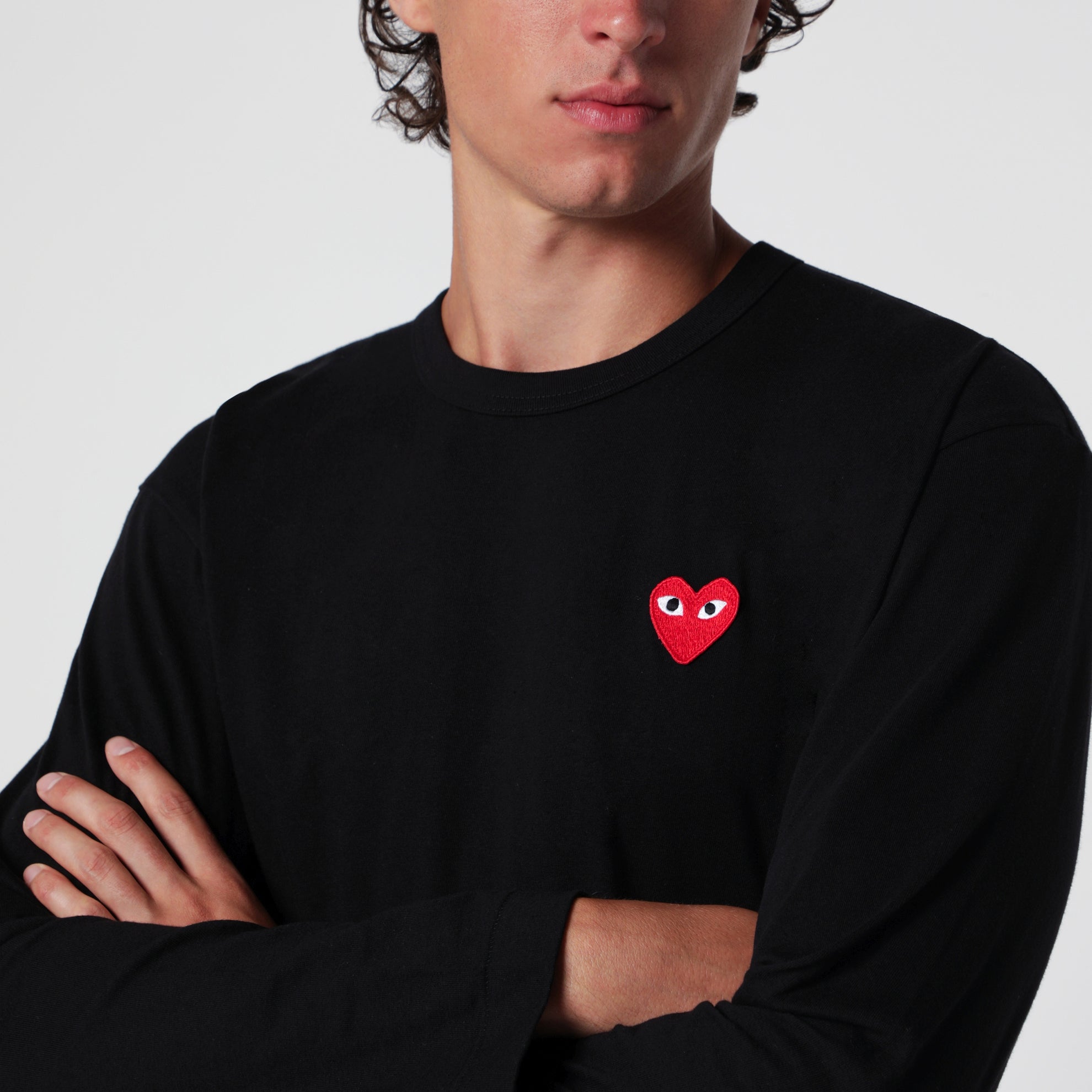 Schwarzes Baumwoll-Langarmshirt