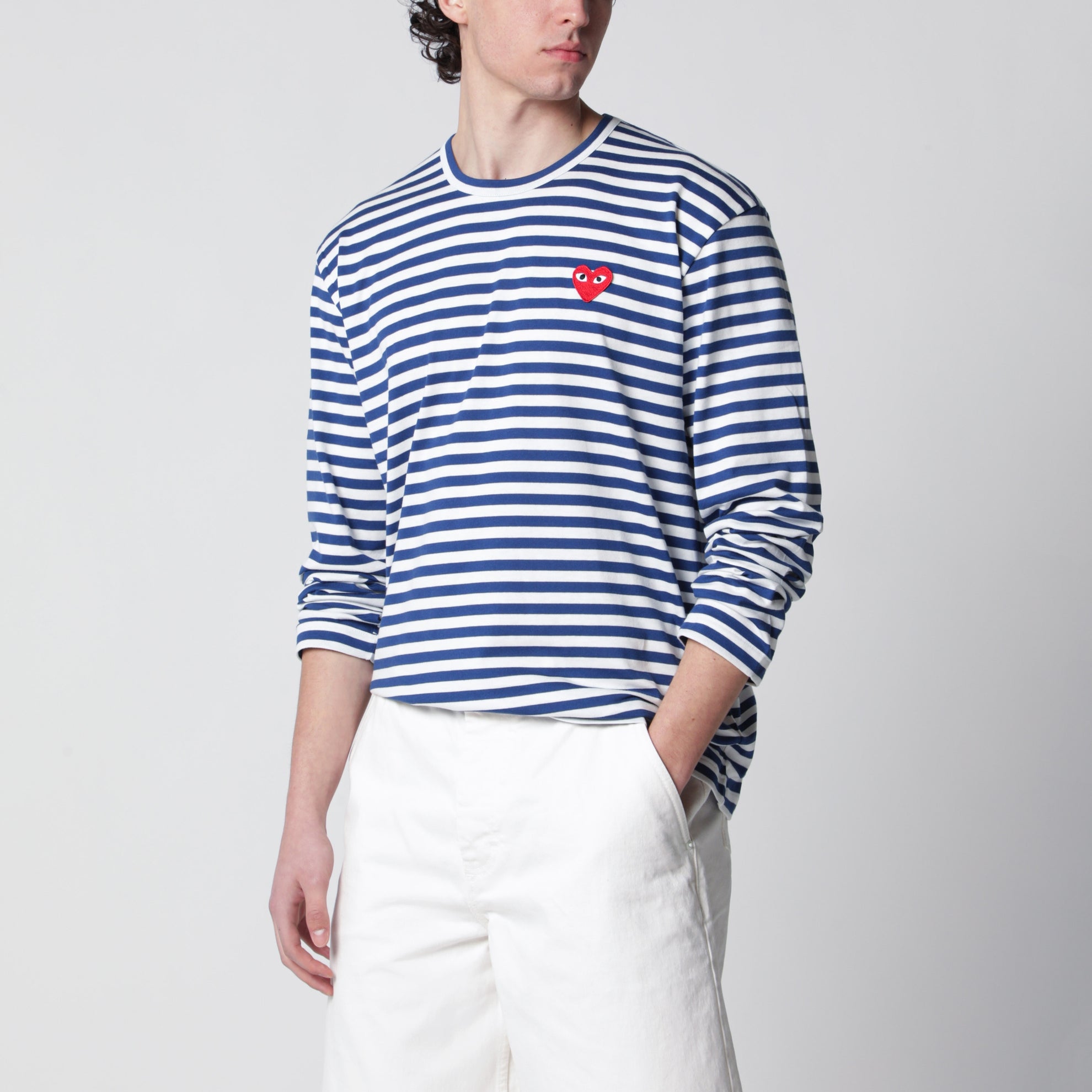 Maglia a righe blu navy/bianca in cotone