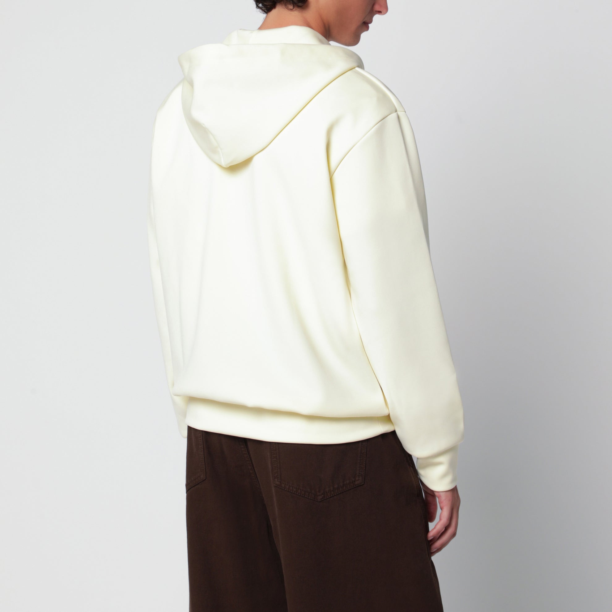 Ivory zip-up hoodie in polyester