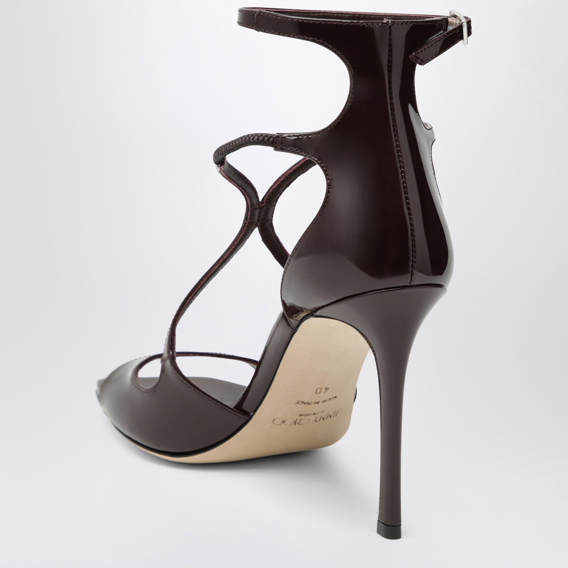 Azia sandals in deep red patent leather
