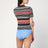 Polo a righe in misto cotone