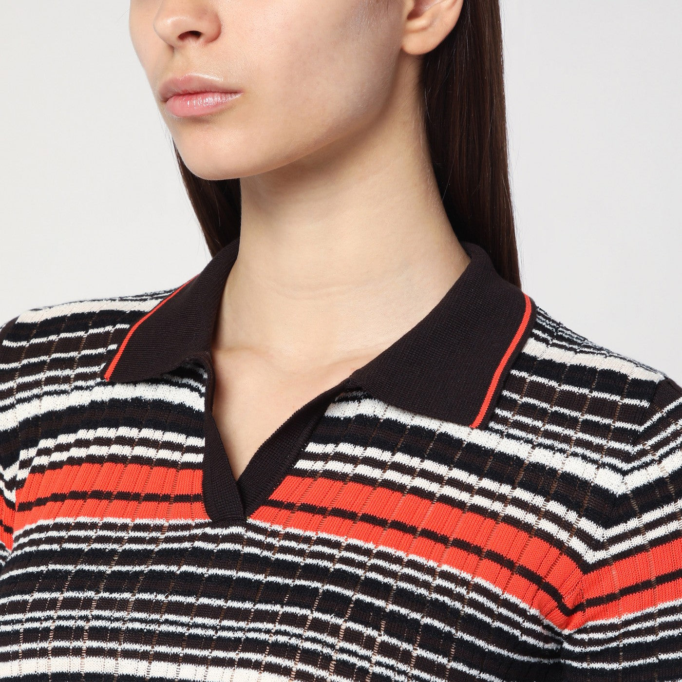 Polo a righe in misto cotone