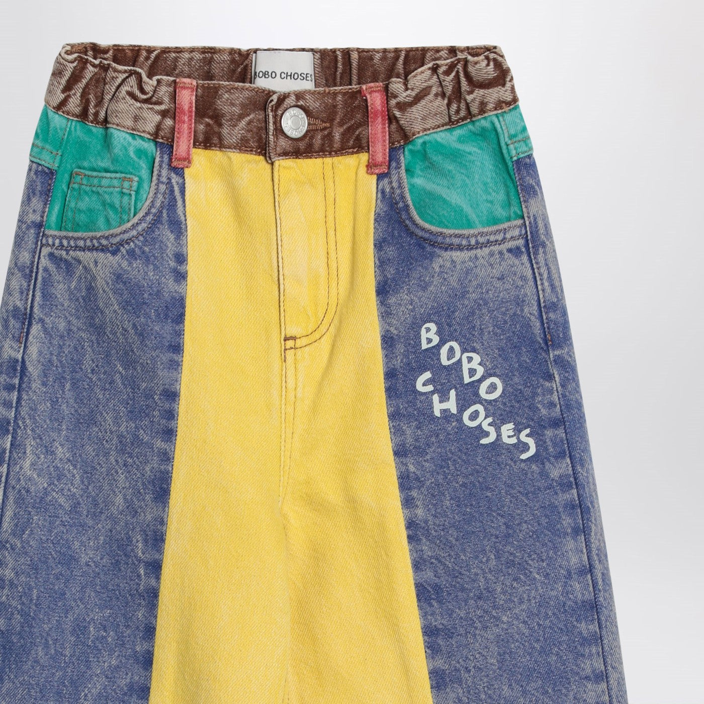 Colour-block Jeans with Logo